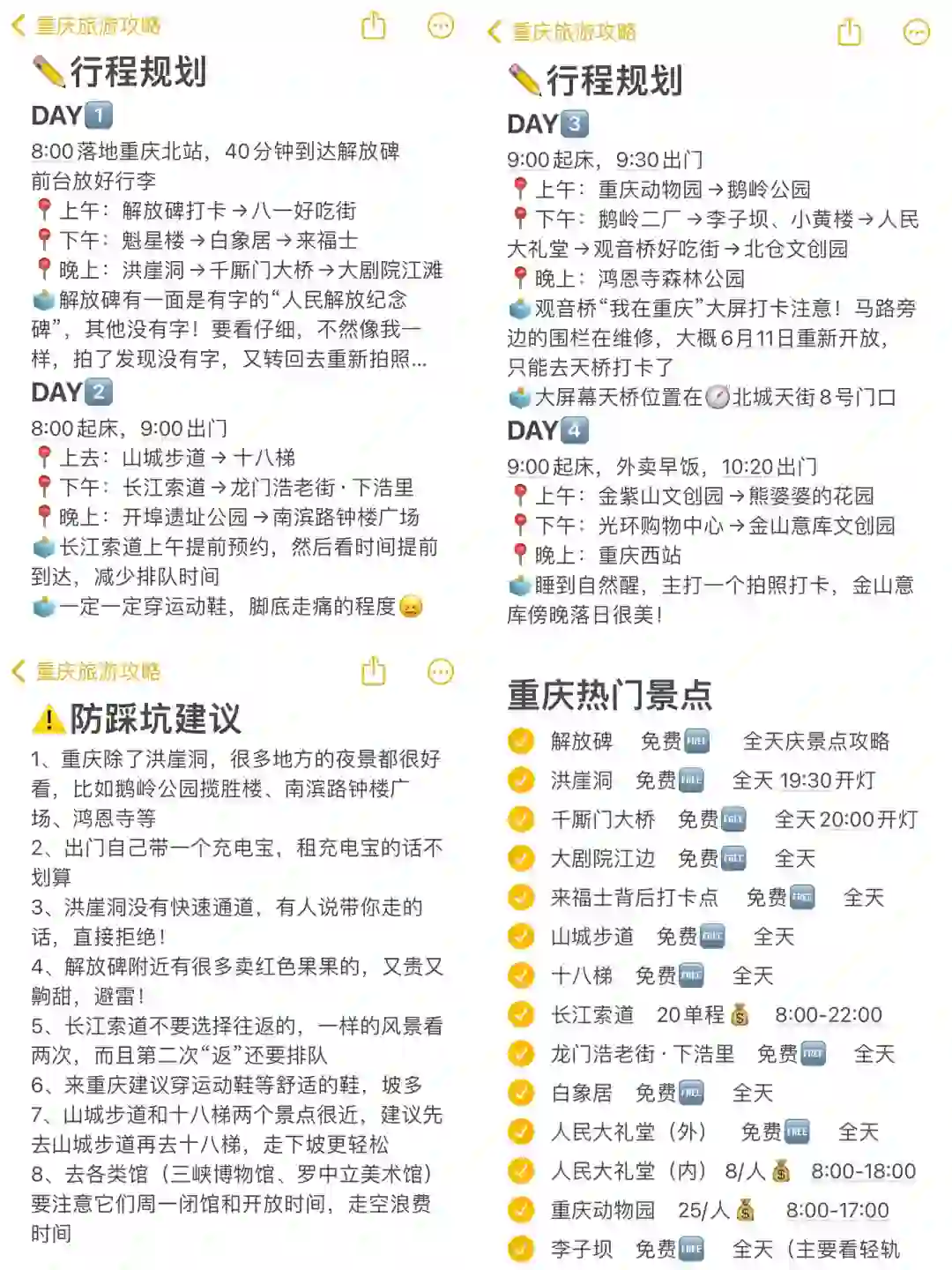 本人做的重庆旅游攻略已经next level了!!