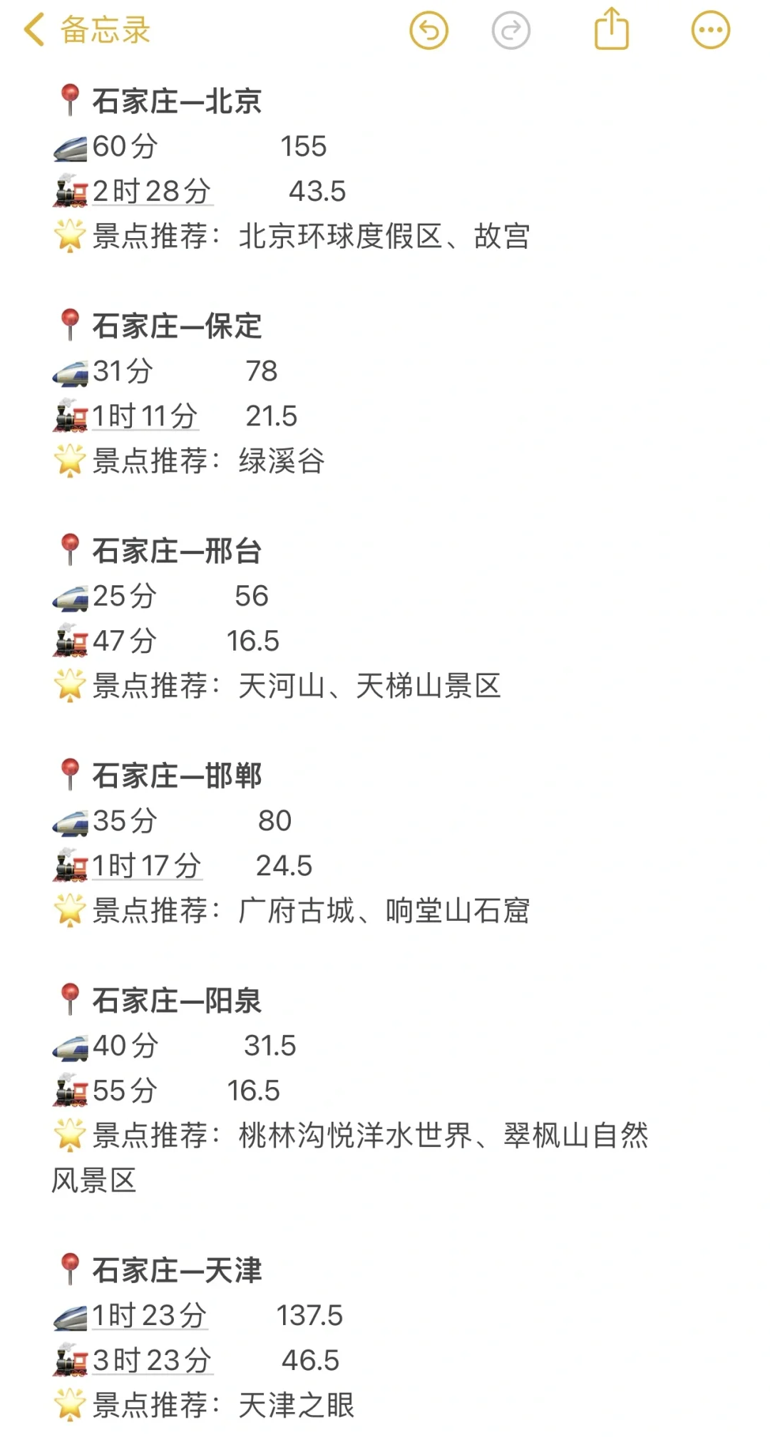 石家庄100以内直达城市（周边游）更全版