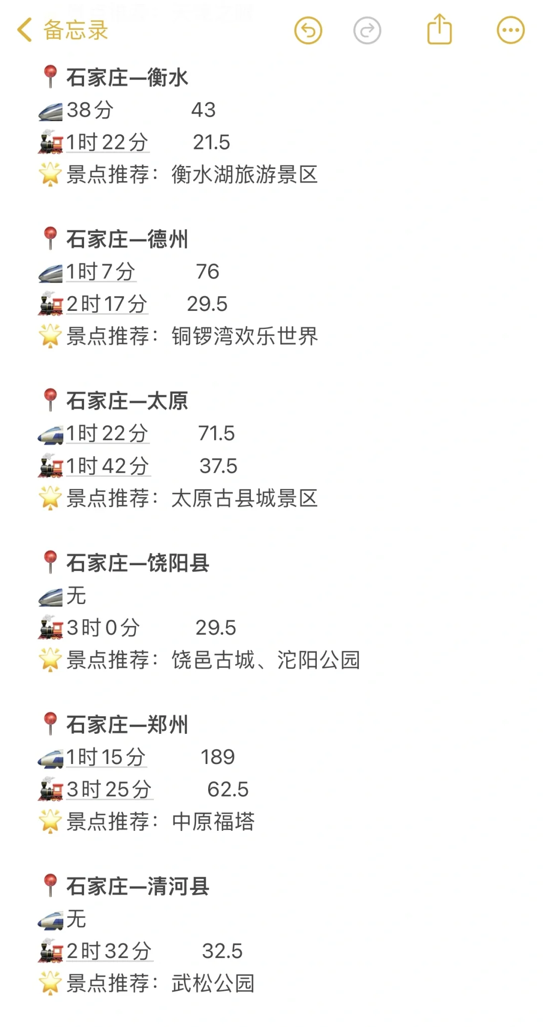 石家庄100以内直达城市（周边游）更全版