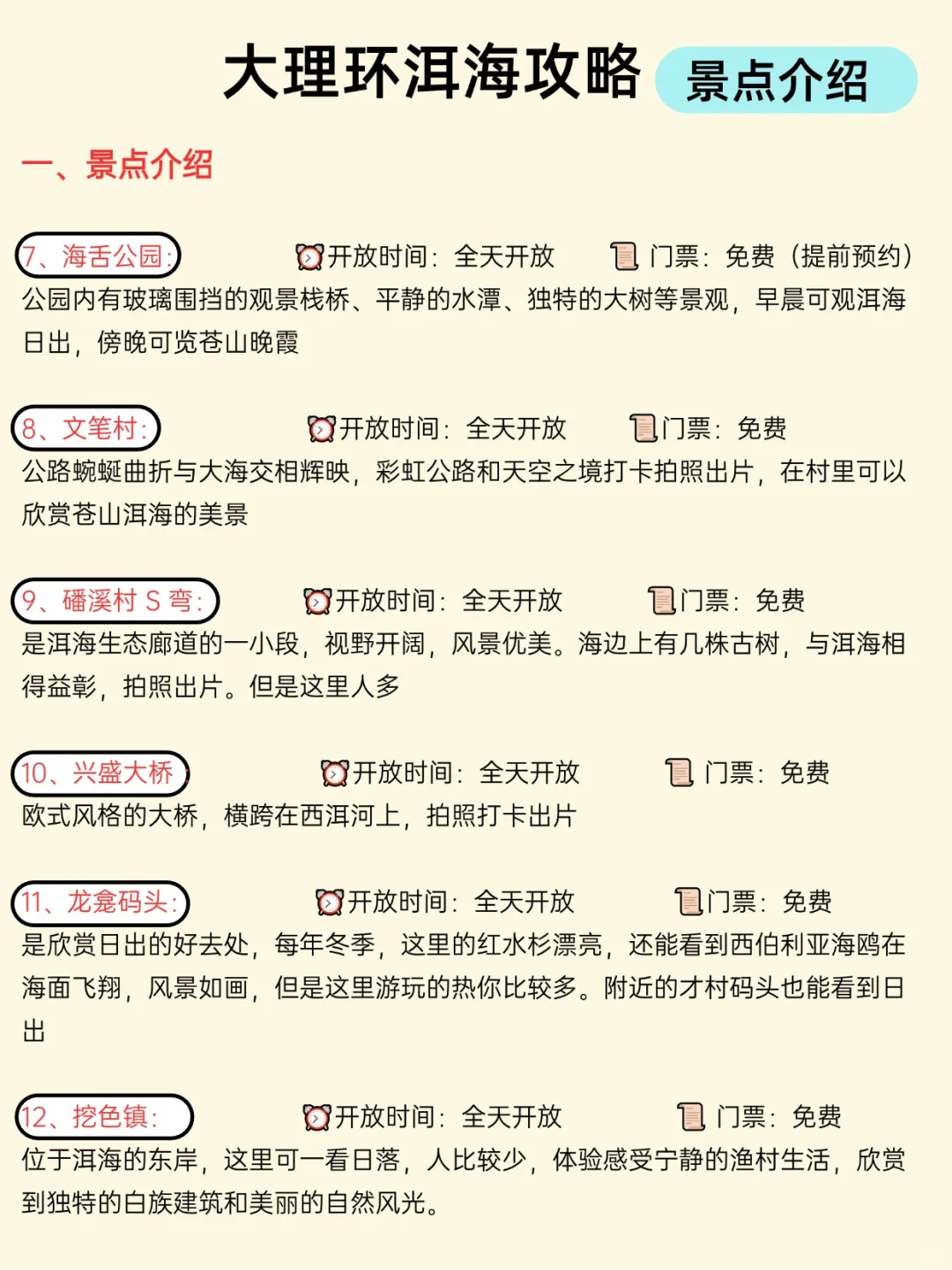 想去大理旅游的存下吧,很难找全的