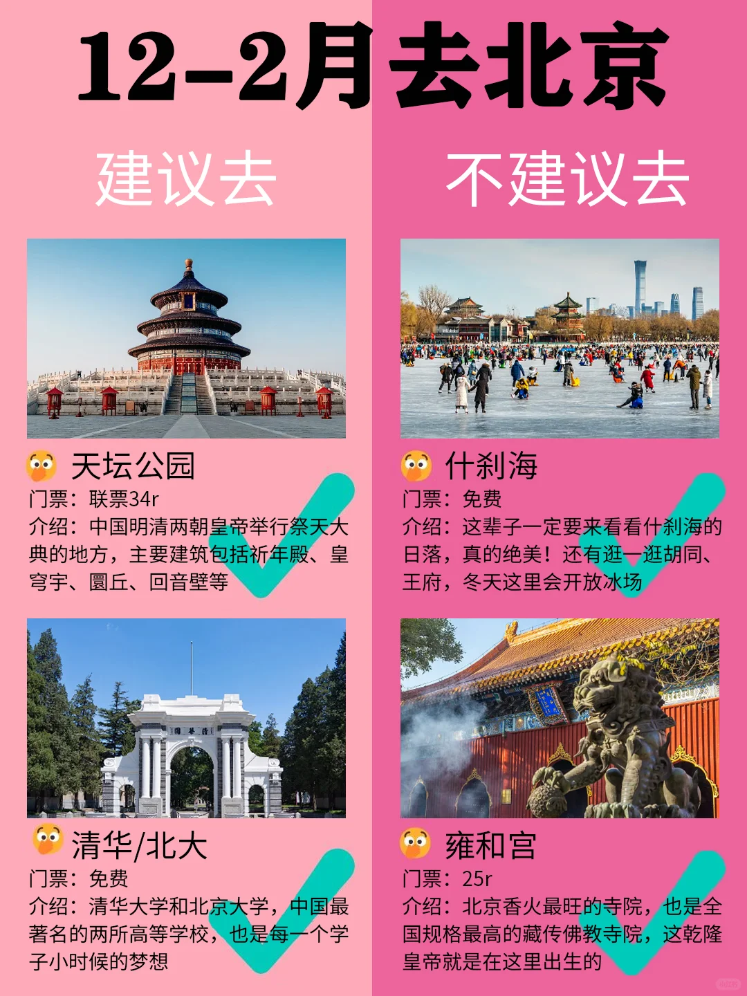 北京12-2月景点红黑榜📍建议去🆚不建议去