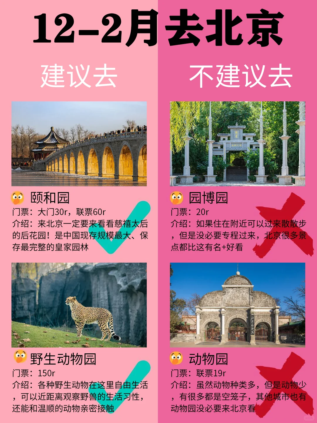 北京12-2月景点红黑榜📍建议去🆚不建议去