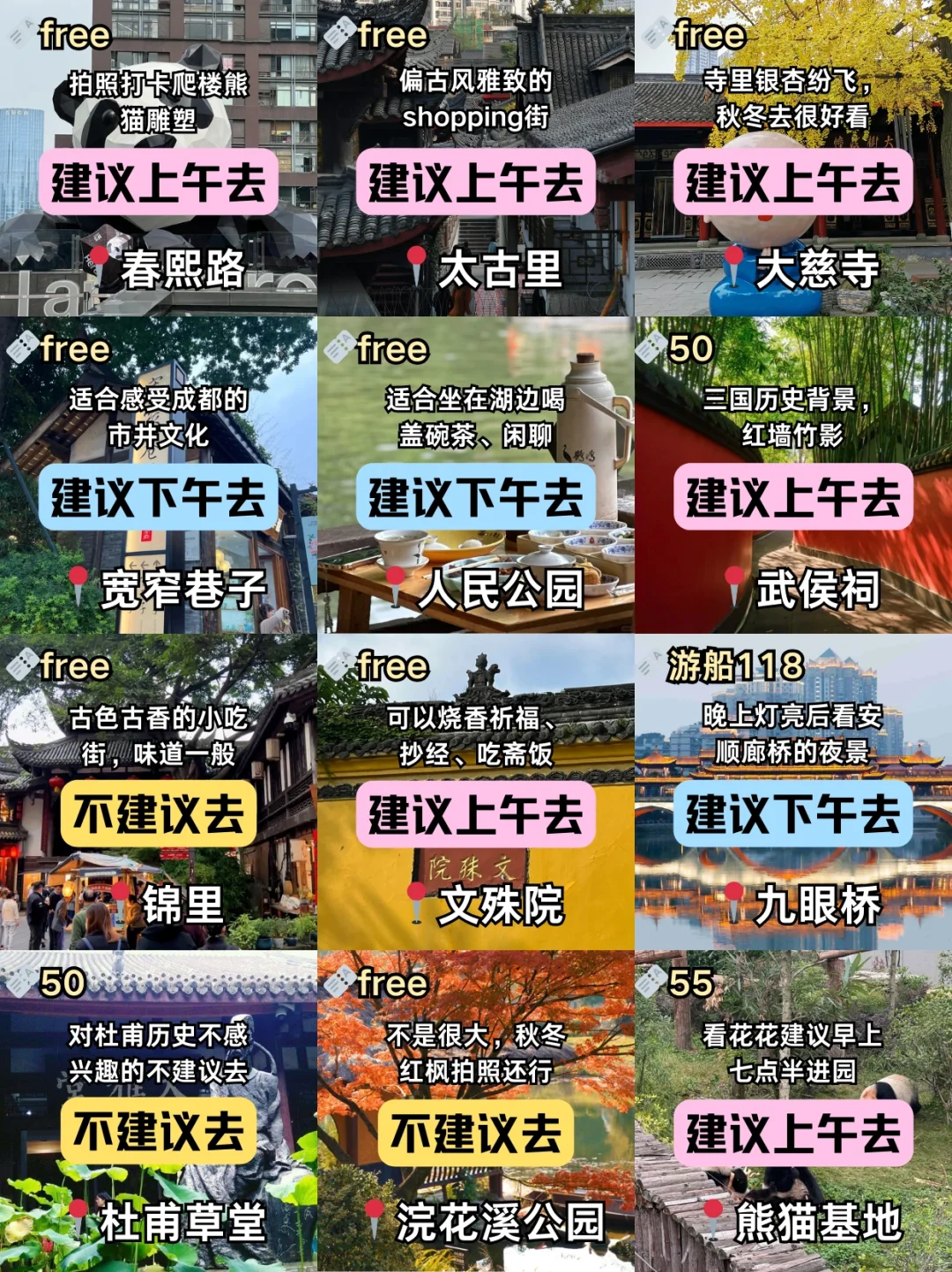 成都📍景点避坑｜去成都前一定要看‼️