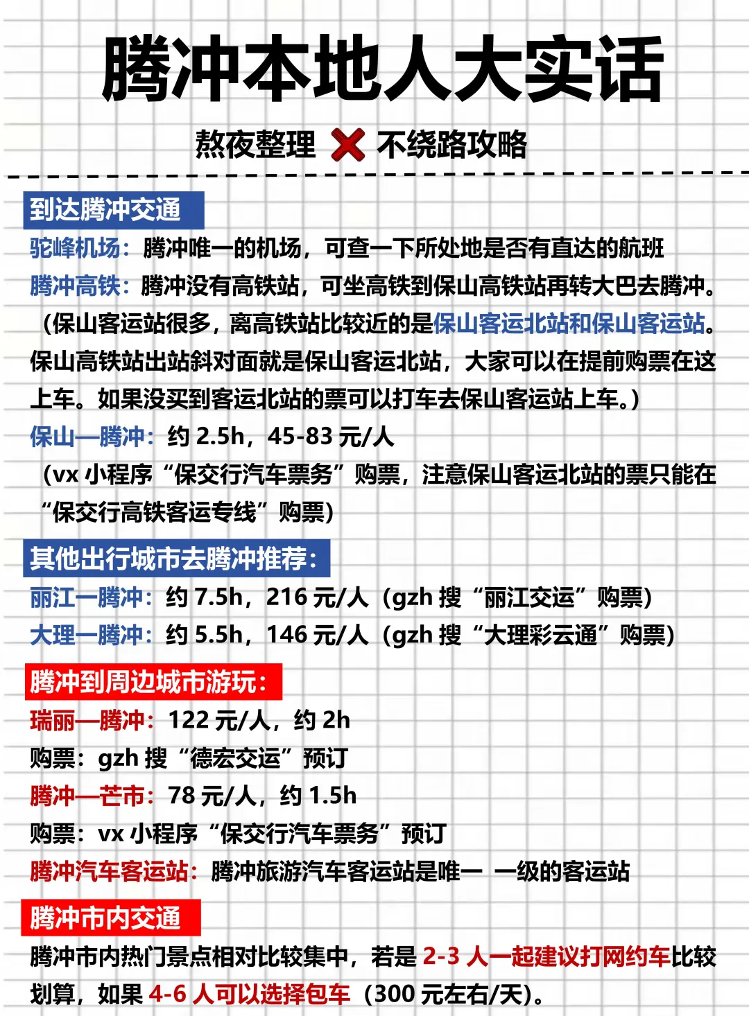 刚从腾冲回来，熬夜整理的超全攻略，速抄❗