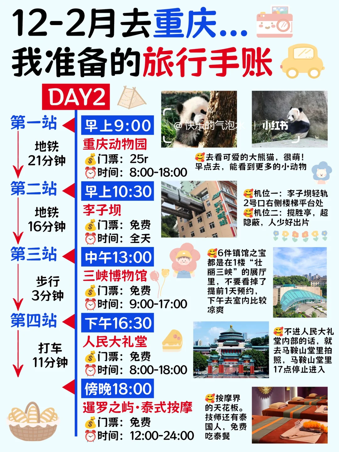 纯分享‼️12-2月去重庆旅游手写的旅行手账