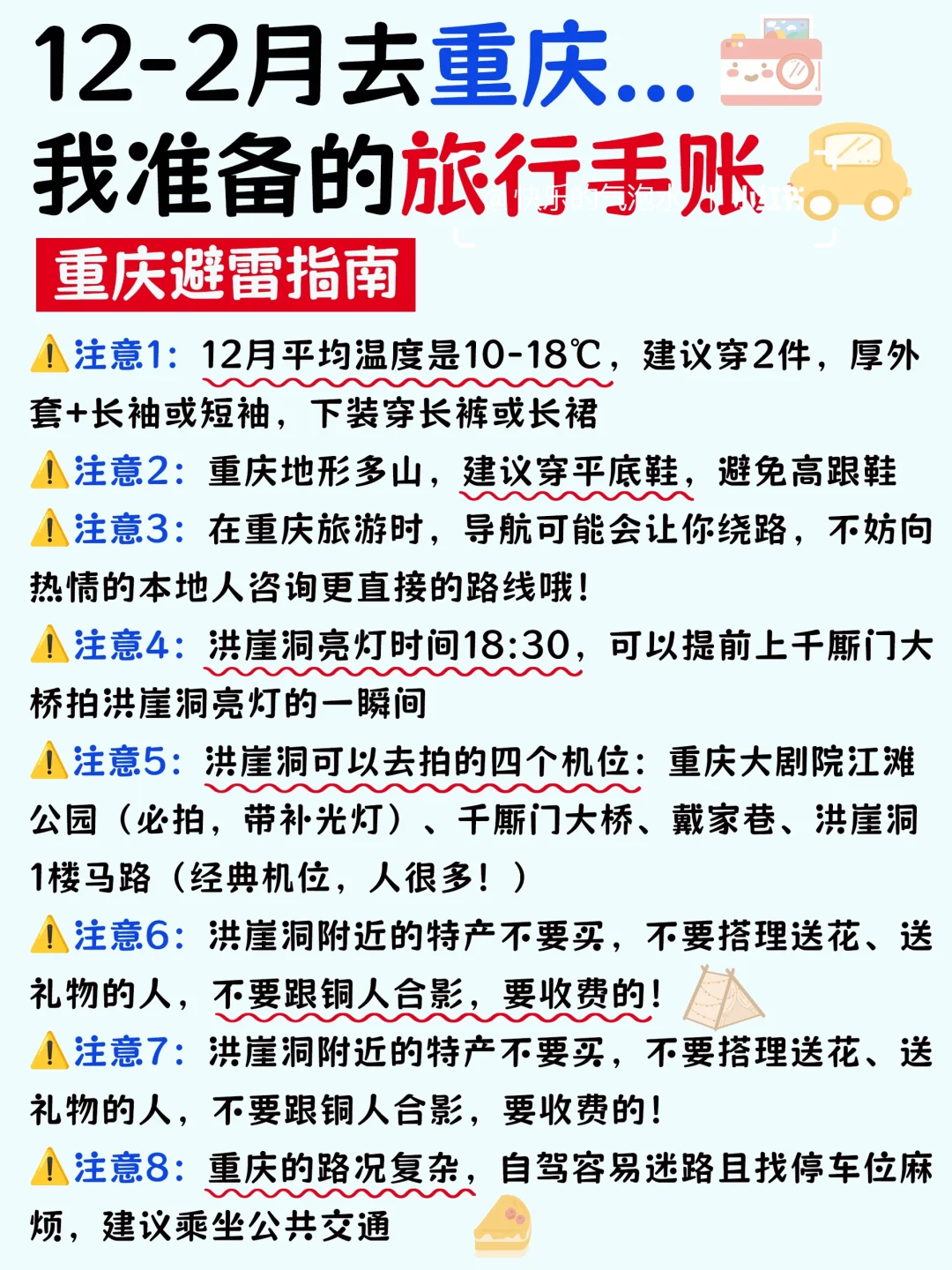 纯分享‼️12-2月去重庆旅游手写的旅行手账