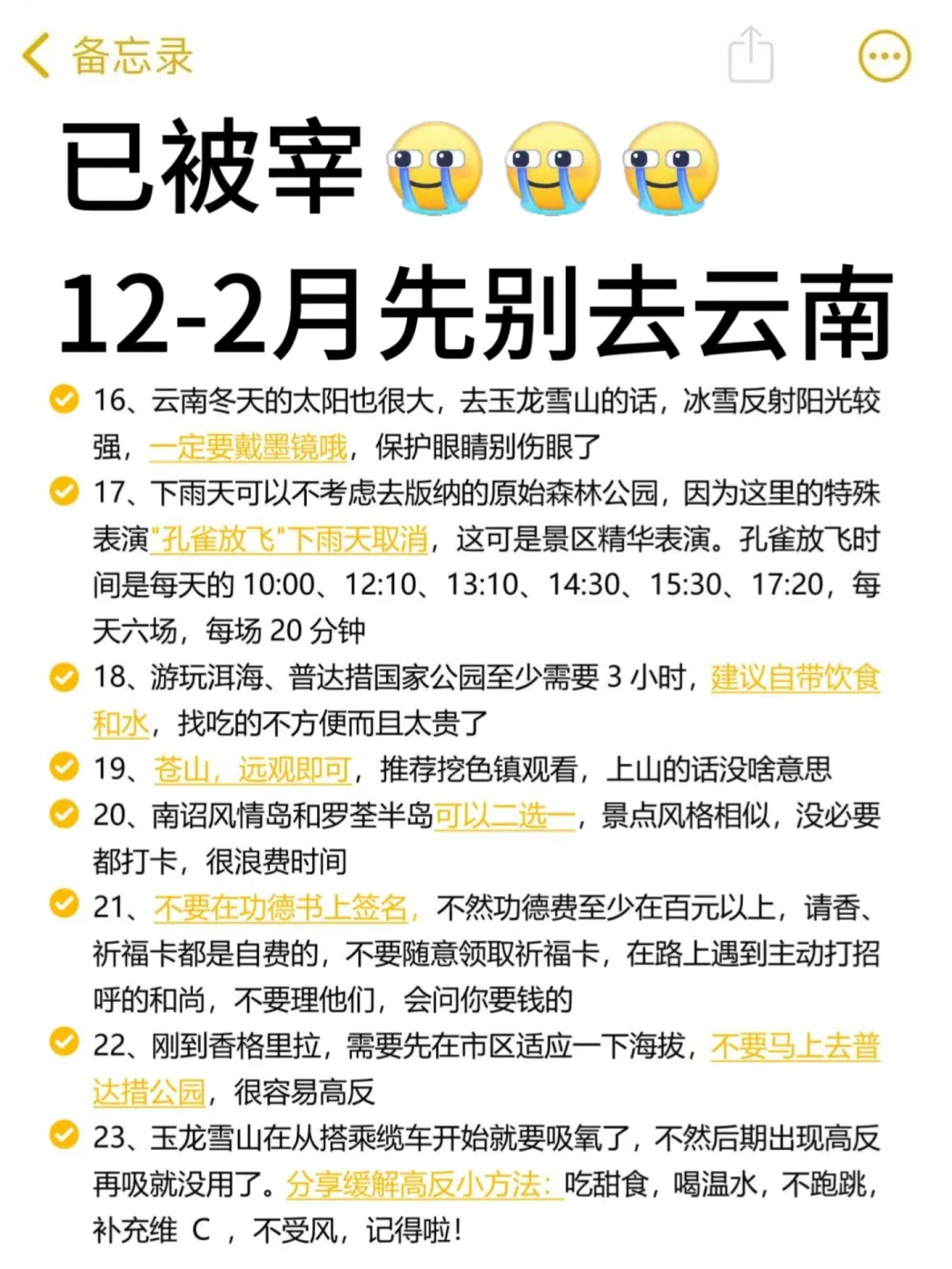 12-2 月来云南的姐妹听劝！没做好攻略的别来