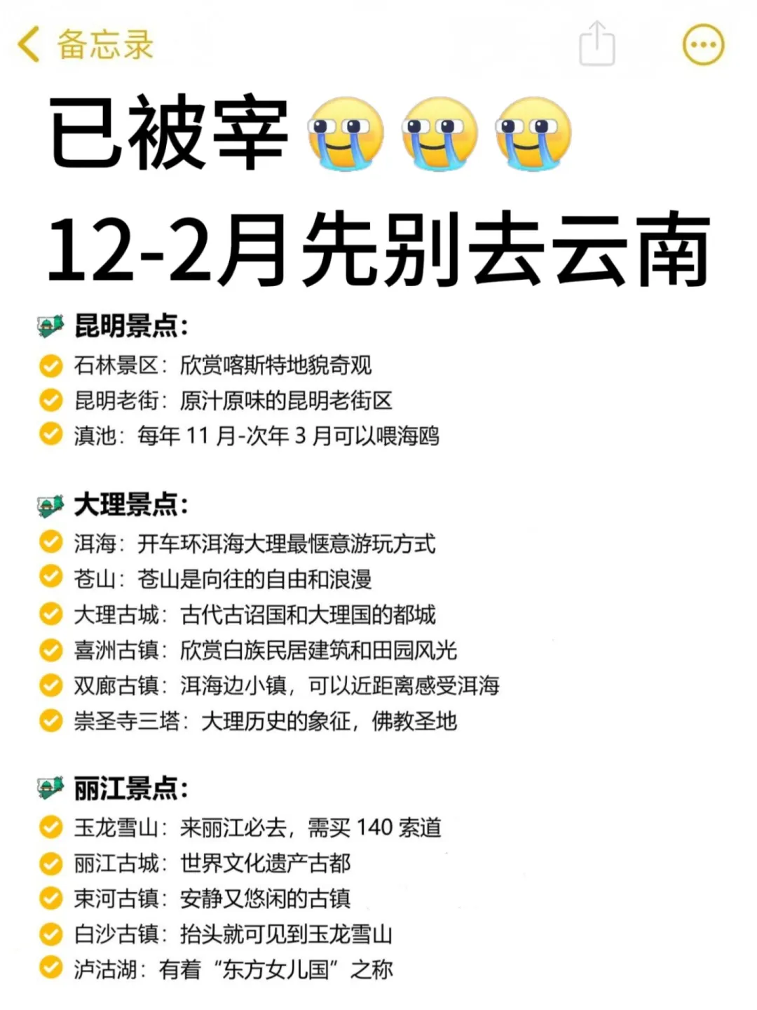 12-2 月来云南的姐妹听劝！没做好攻略的别来