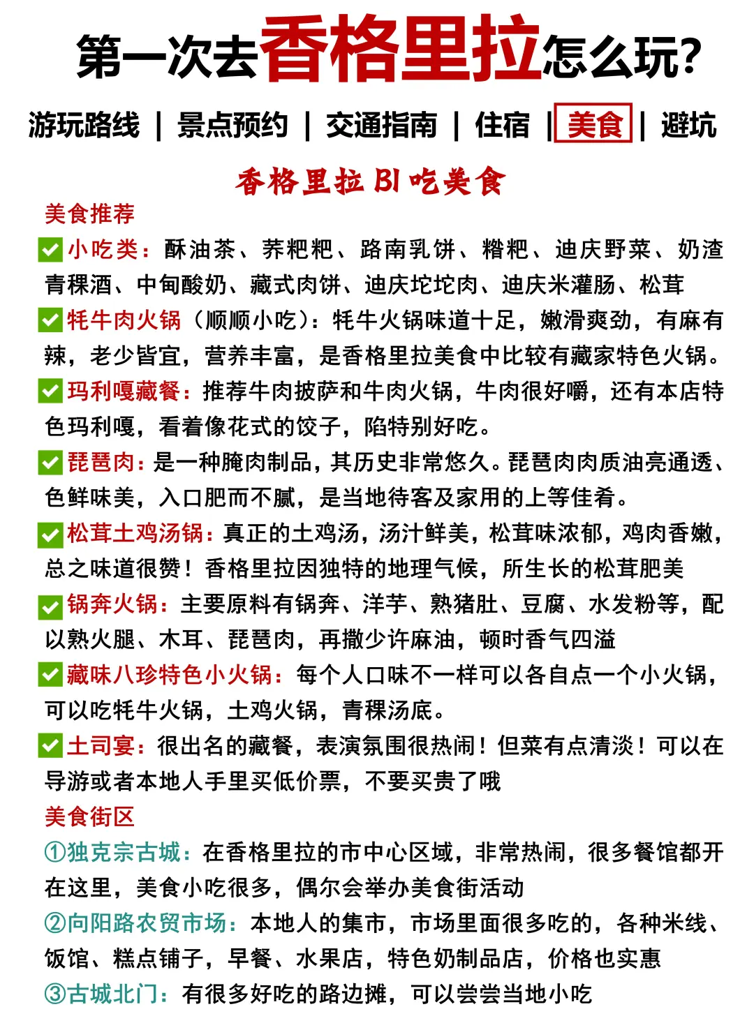 (香格里拉旅游地图)附行程推荐+游玩指南