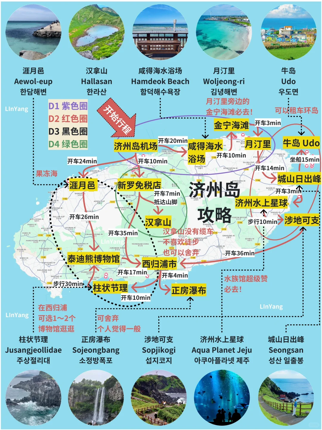 一张图带你了解济州岛｜附4天3晚全攻略🔥