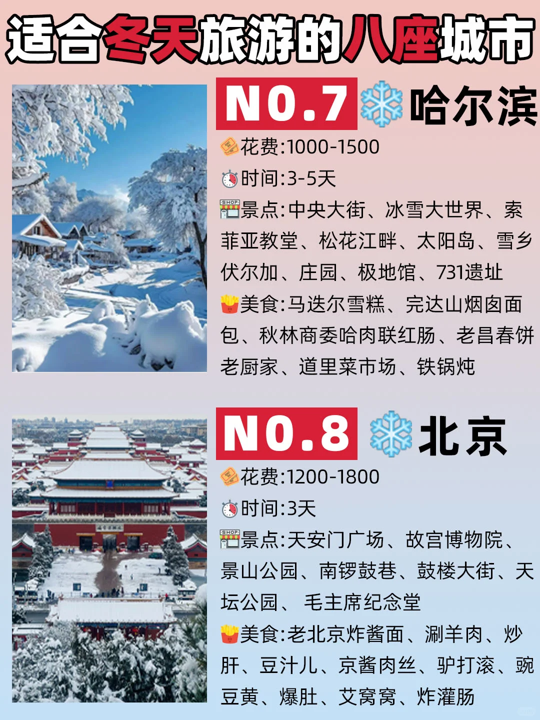 适合冬天去的8⃣大城市，每一个都超美🍀