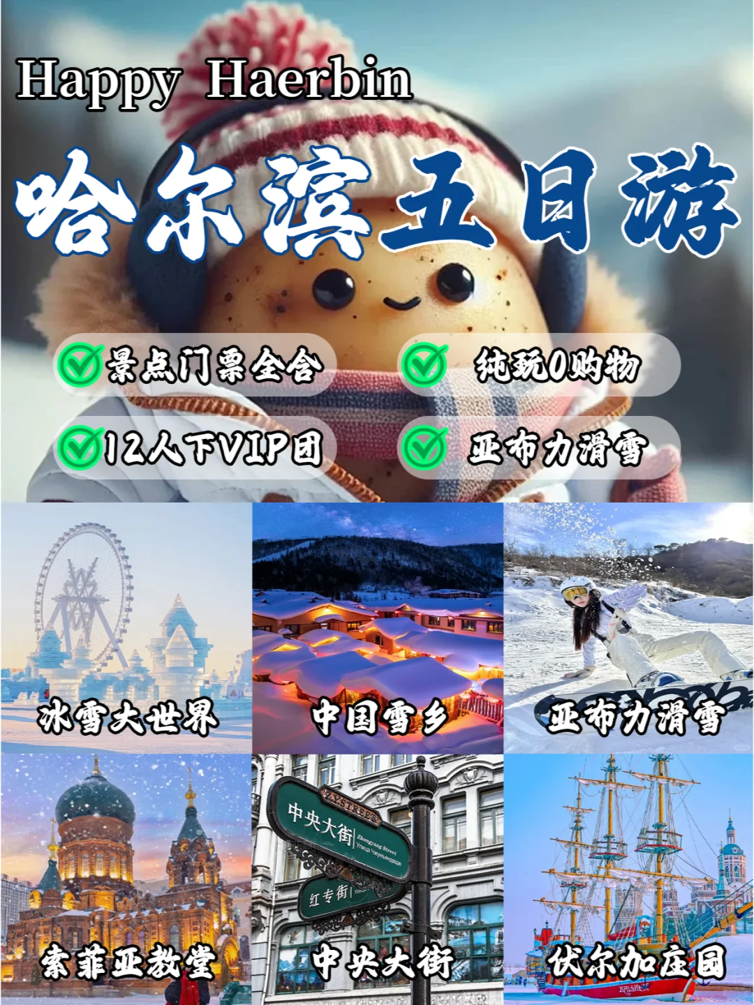 哈尔滨+雪乡+亚布力5日2-6人团旅游攻略‼️