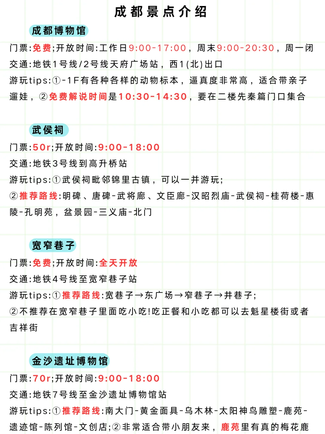 成都土著手写版最全保姆级攻略（含三星堆