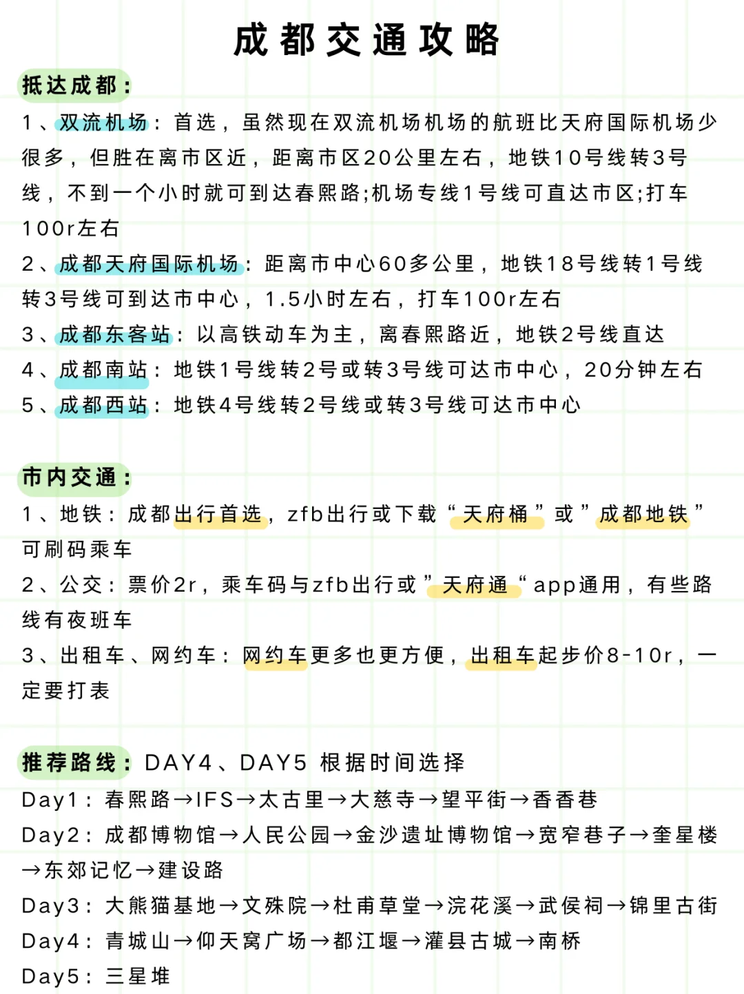 成都土著手写版最全保姆级攻略（含三星堆