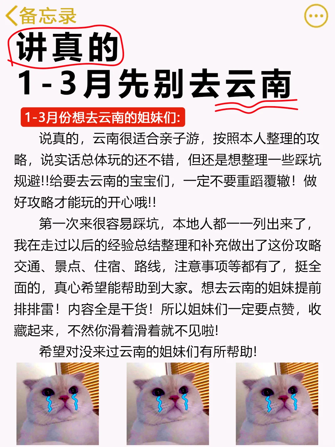 1-3月去云南旅游，本地人整理正确游玩顺序