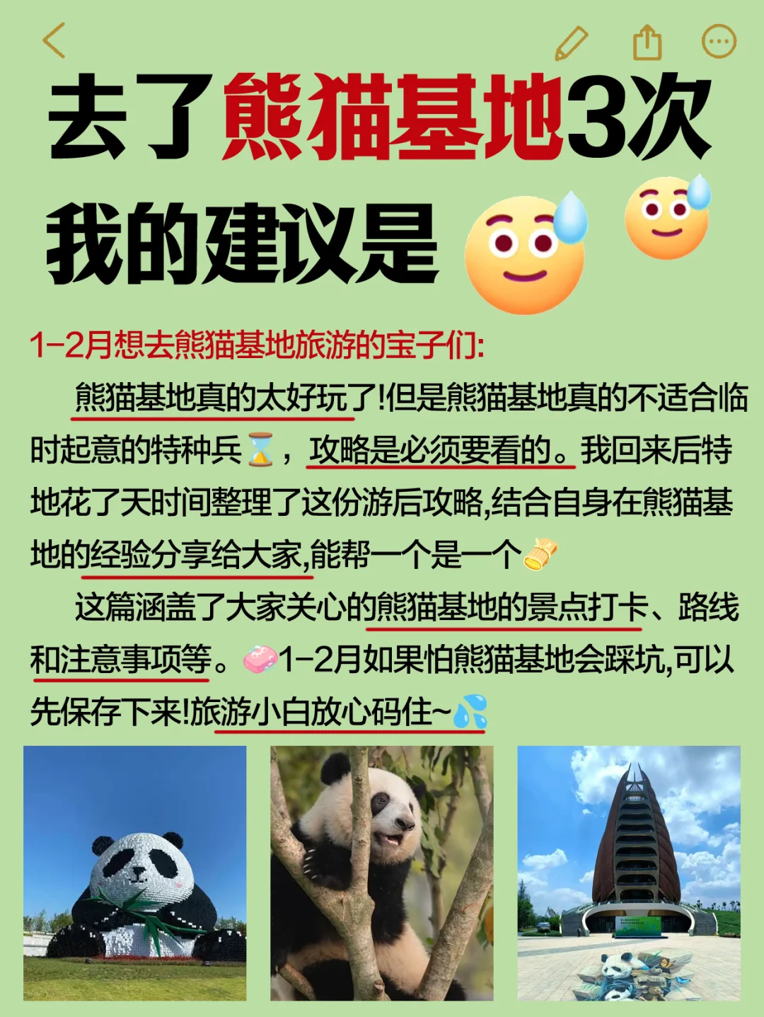 熊猫基地旅游攻略‼️去了3次的土著建议