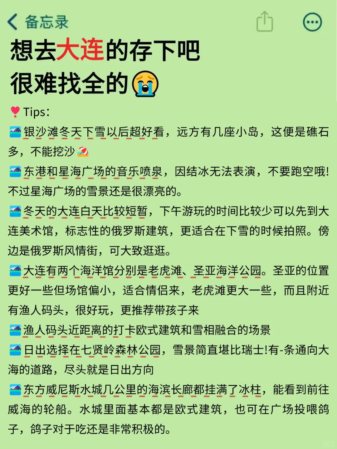 写给12-2月去大连的姐妹👭超全避雷攻略