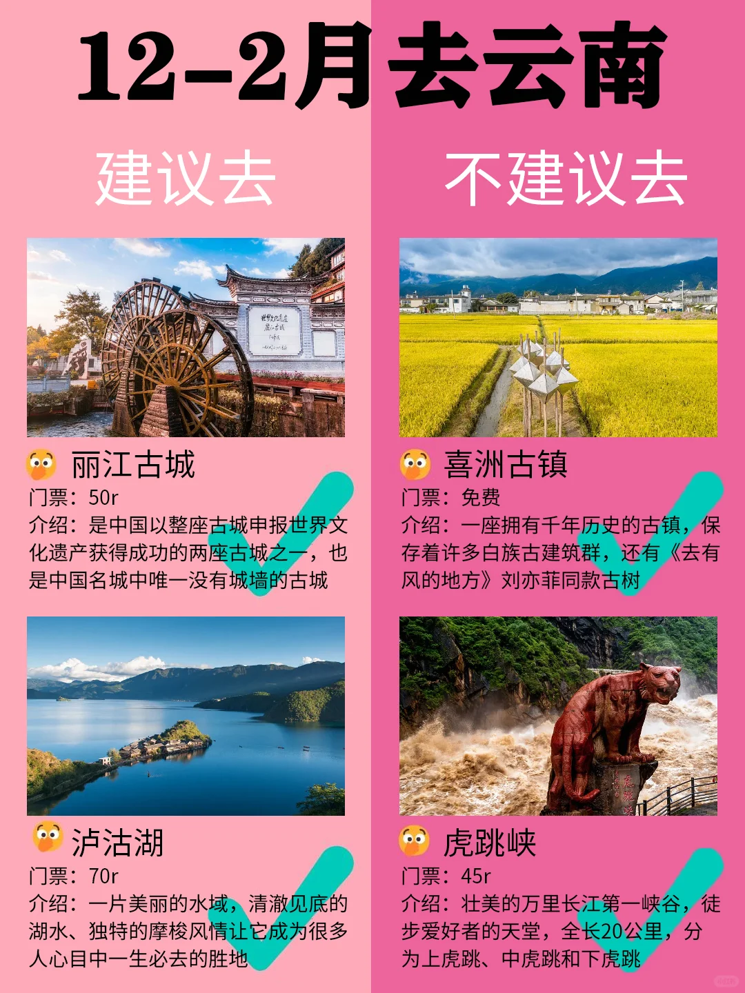 云南12-2月景点红黑榜📍建议去🆚不建议去