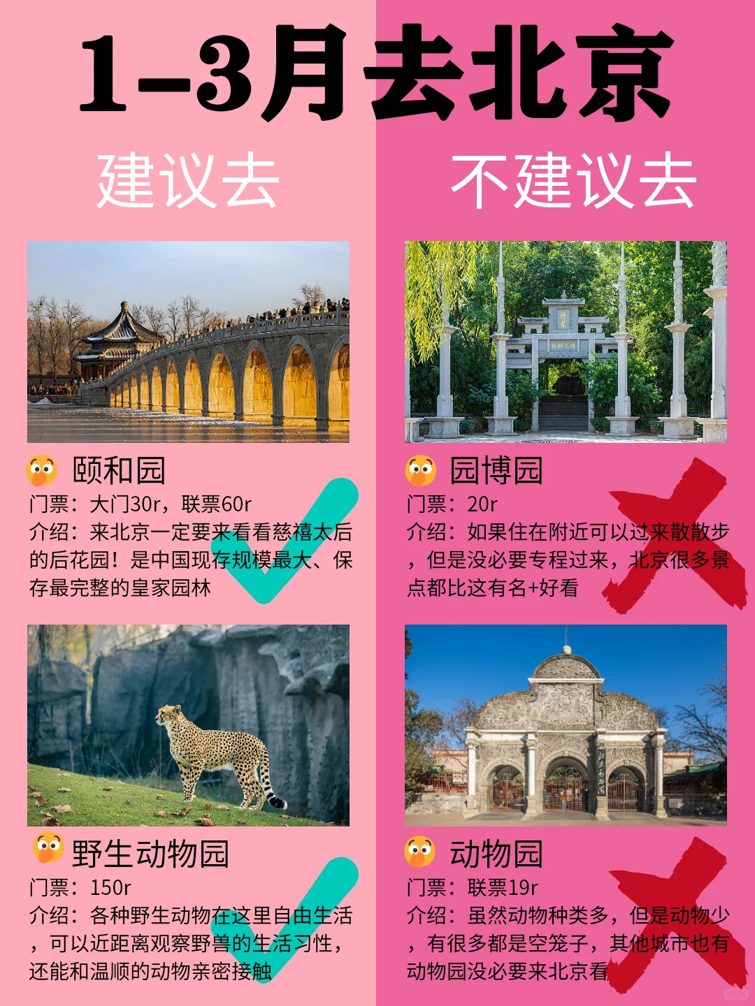 北京1-3月景点红黑榜📍建议去🆚不建议去