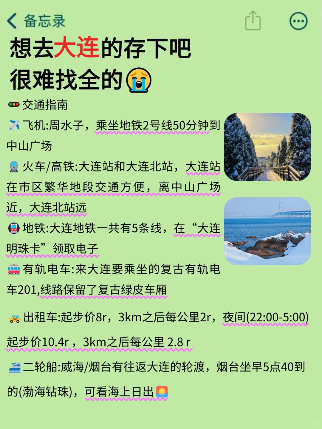 写给12-2月去大连的姐妹👭超全避雷攻略