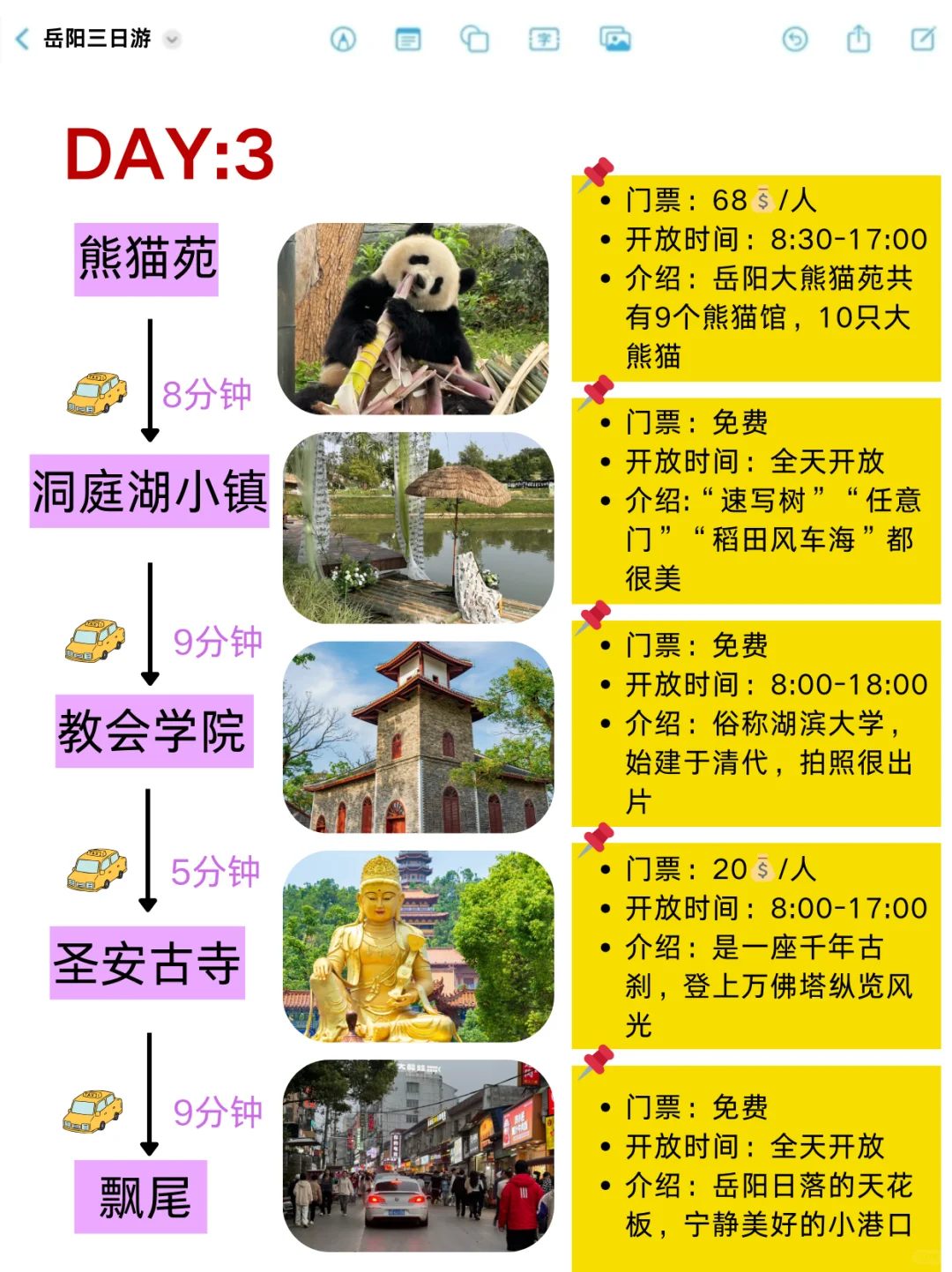 岳阳土著做的旅游攻略！3天2夜地图式行程‼️