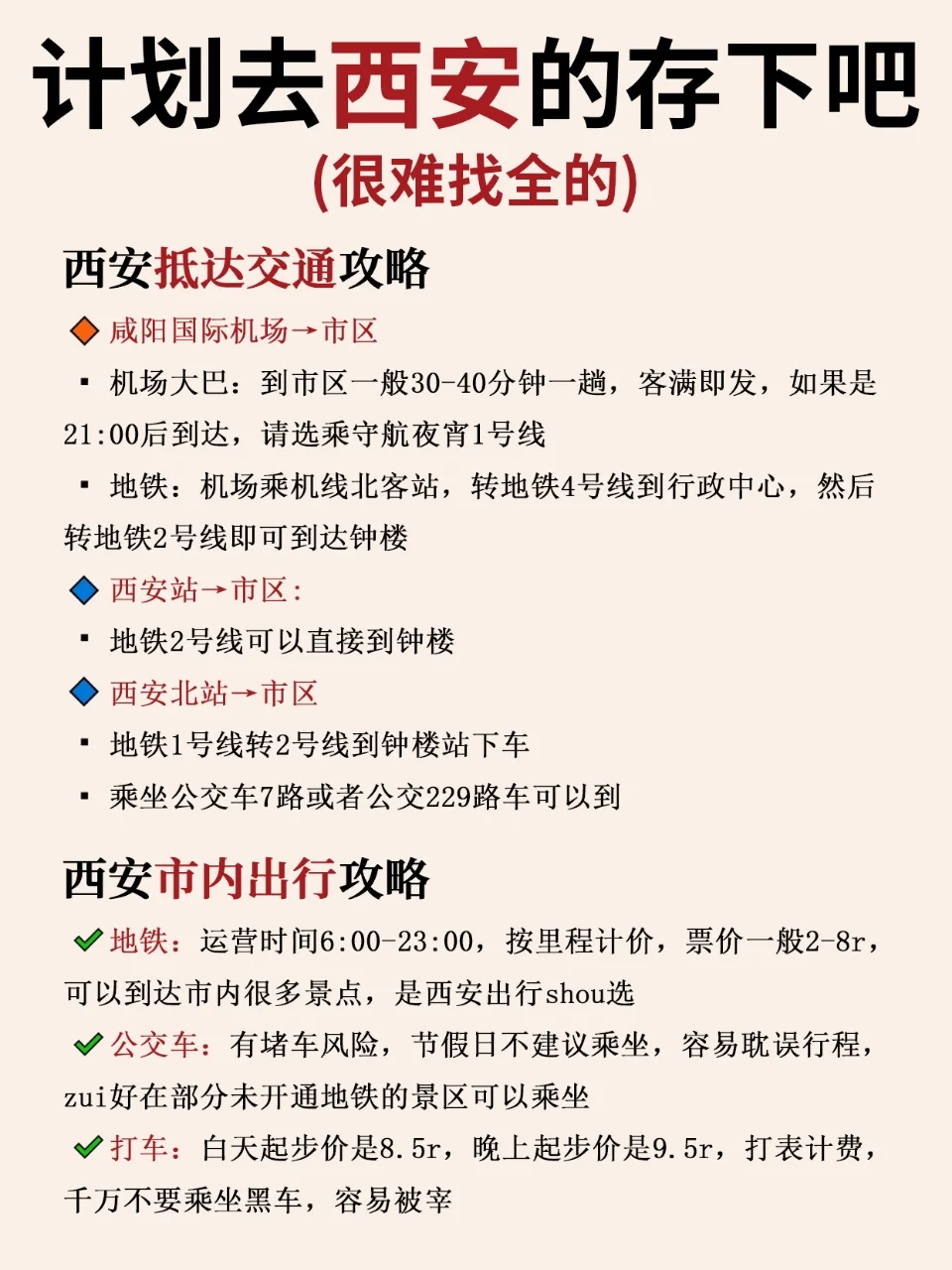 计划来西安旅游的存下吧❗很难找全的