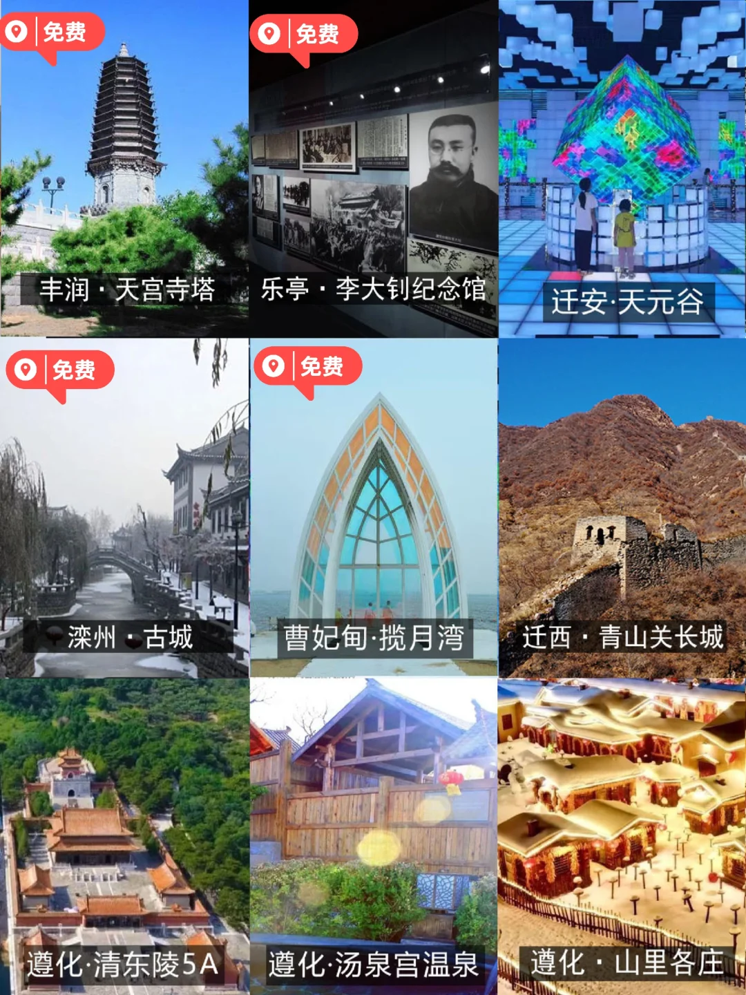 唐山冬季旅游全攻略🔥唐山景点合集地图