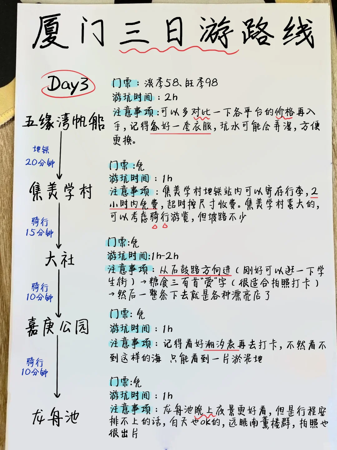 厦门刚回，呈上J人闺蜜手写的保姆级攻略！