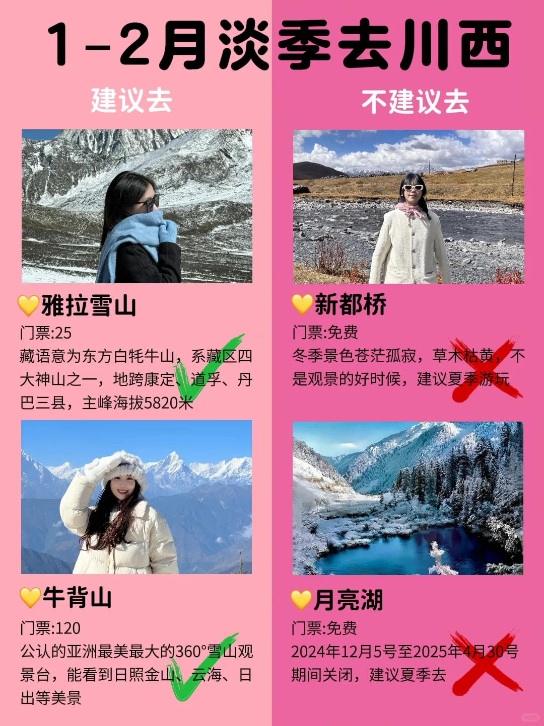 冬季川西旅游别去错地方了！来看看红黑榜‼️