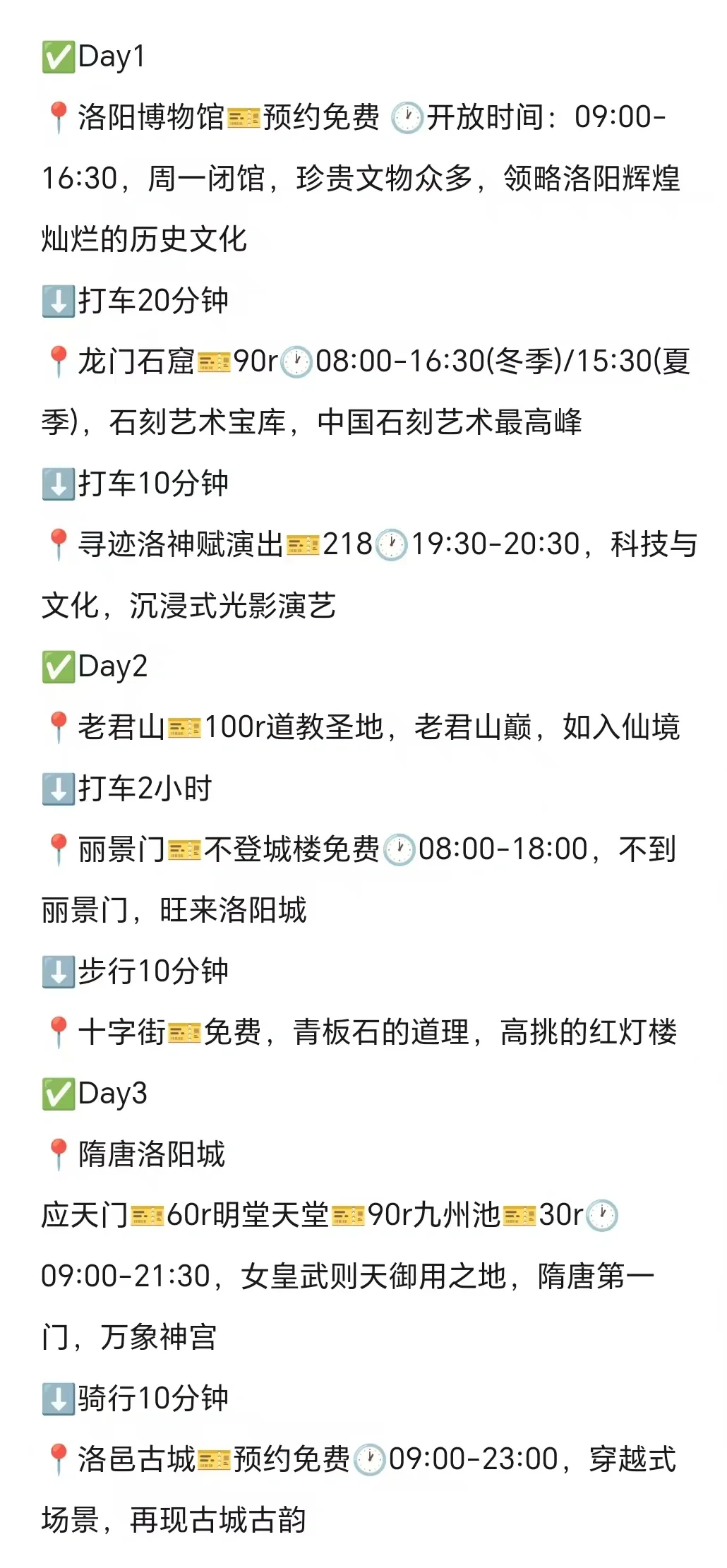 洛阳三天两晚游