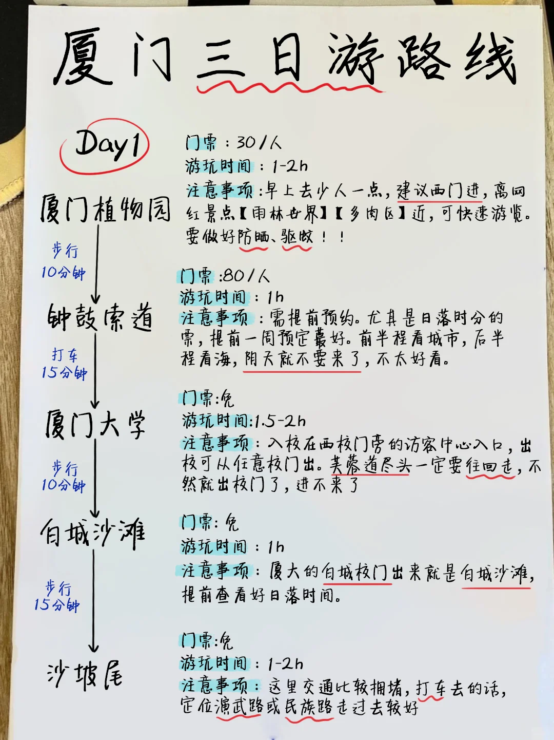 厦门刚回，呈上J人闺蜜手写的保姆级攻略！