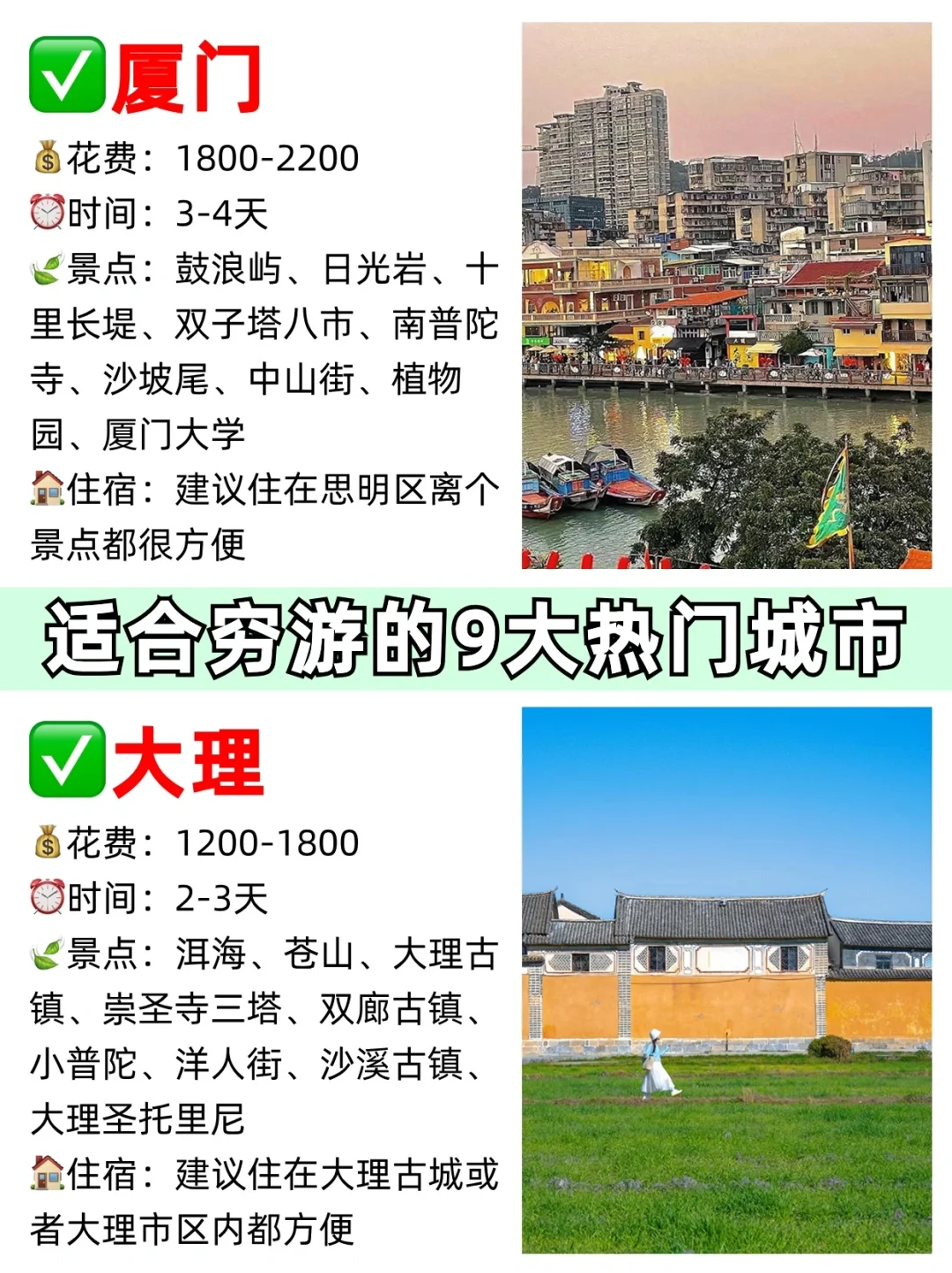 适合穷游的9⃣️大热门城市💫姐妹们想去