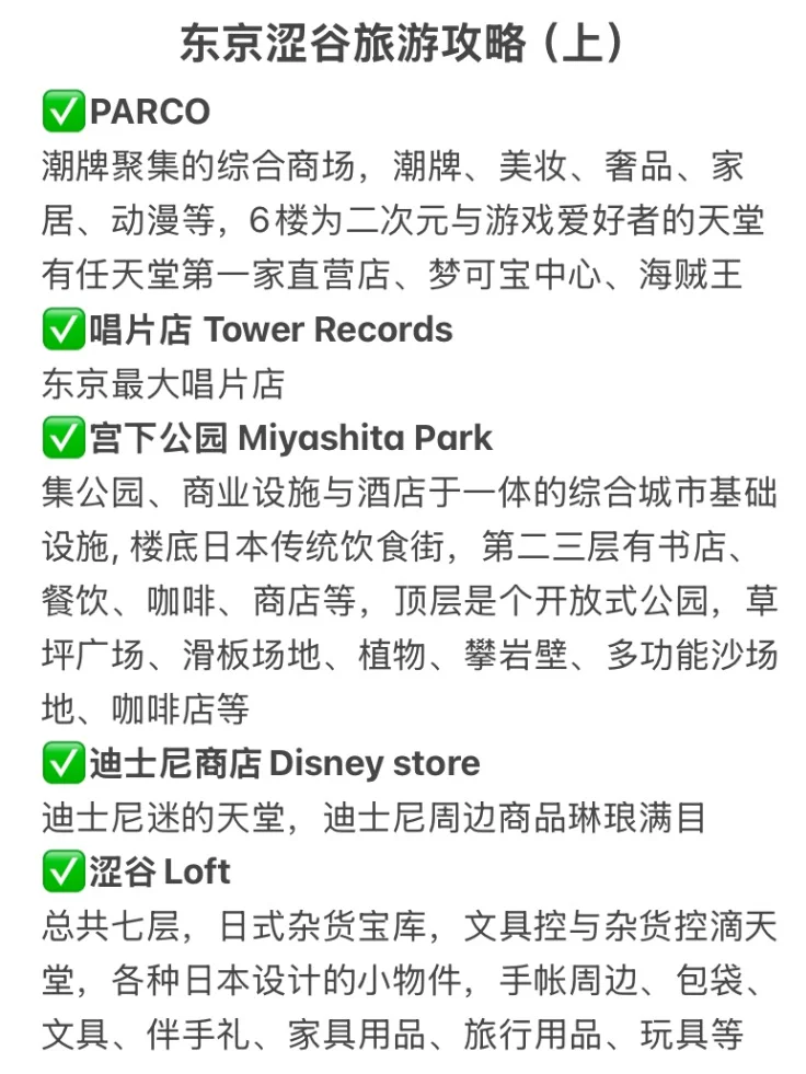 日本东京涩谷旅游攻略地图路线攻略