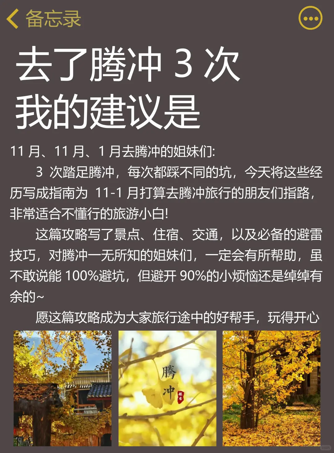 真心劝大家！腾冲旅游攻略刷到就存下