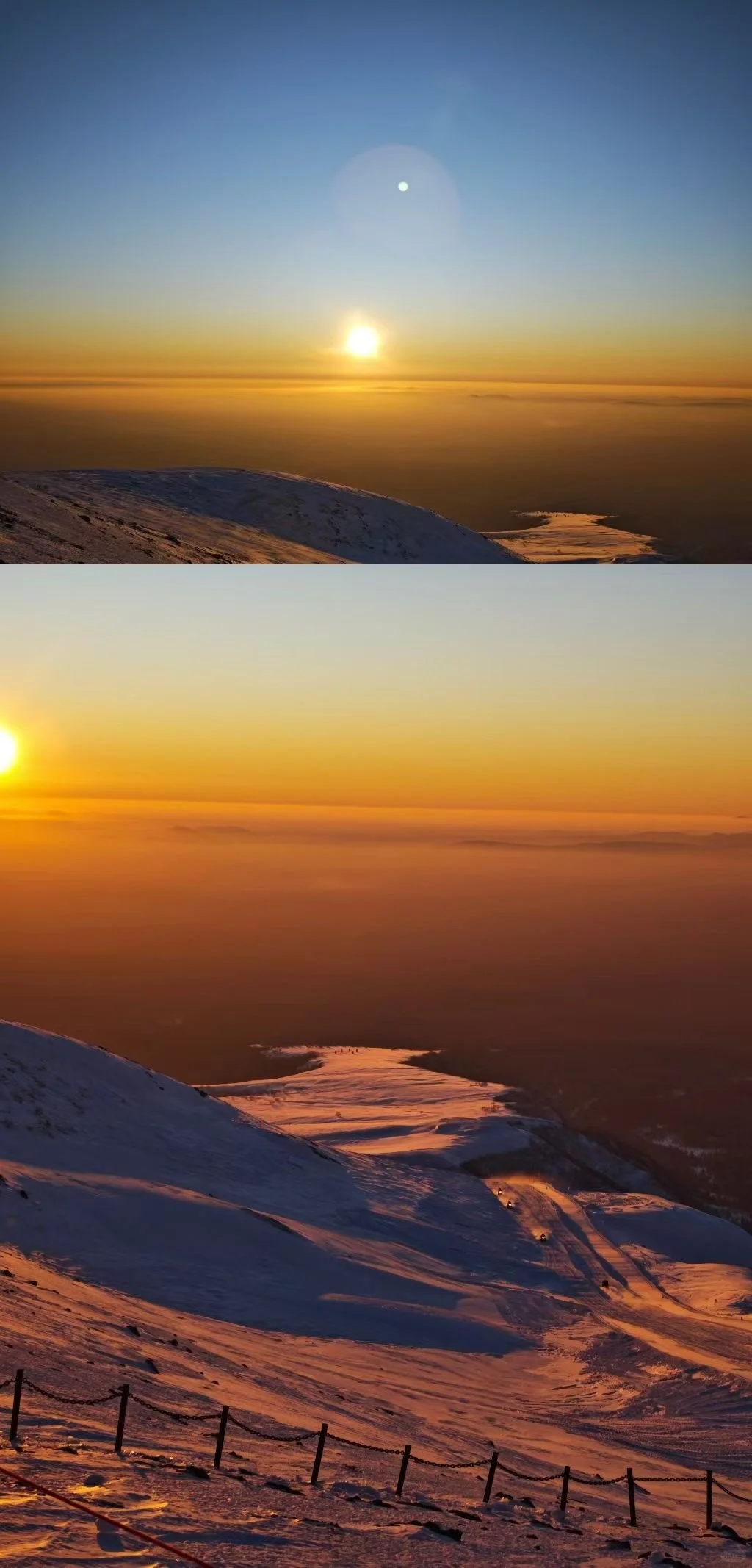 天池日落美绝了 黄昏与落日