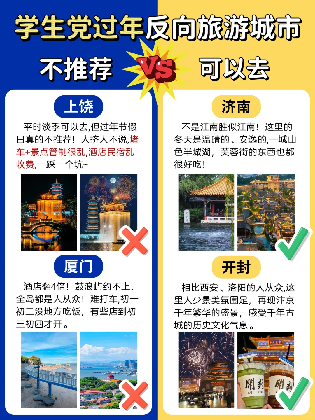 学生党🎓春节旅游攻略| 不推荐🆚可以去