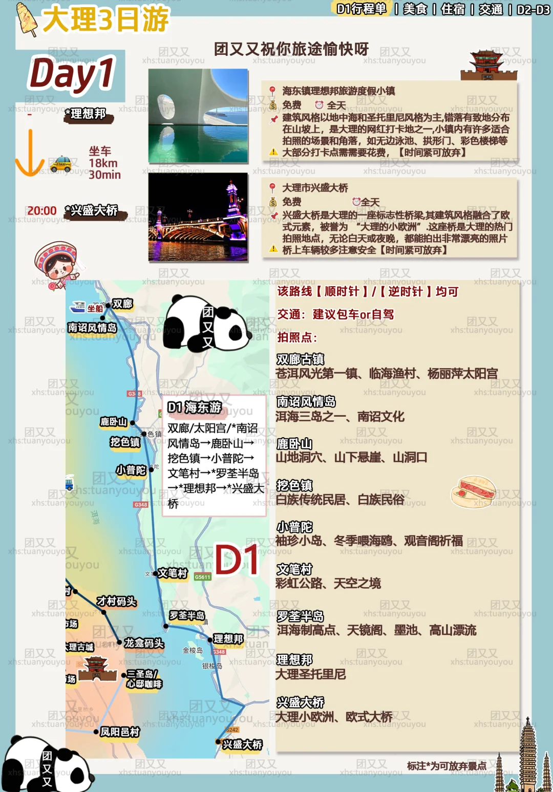 大理旅游‼️超全走心3天2晚攻略拿走（附路线