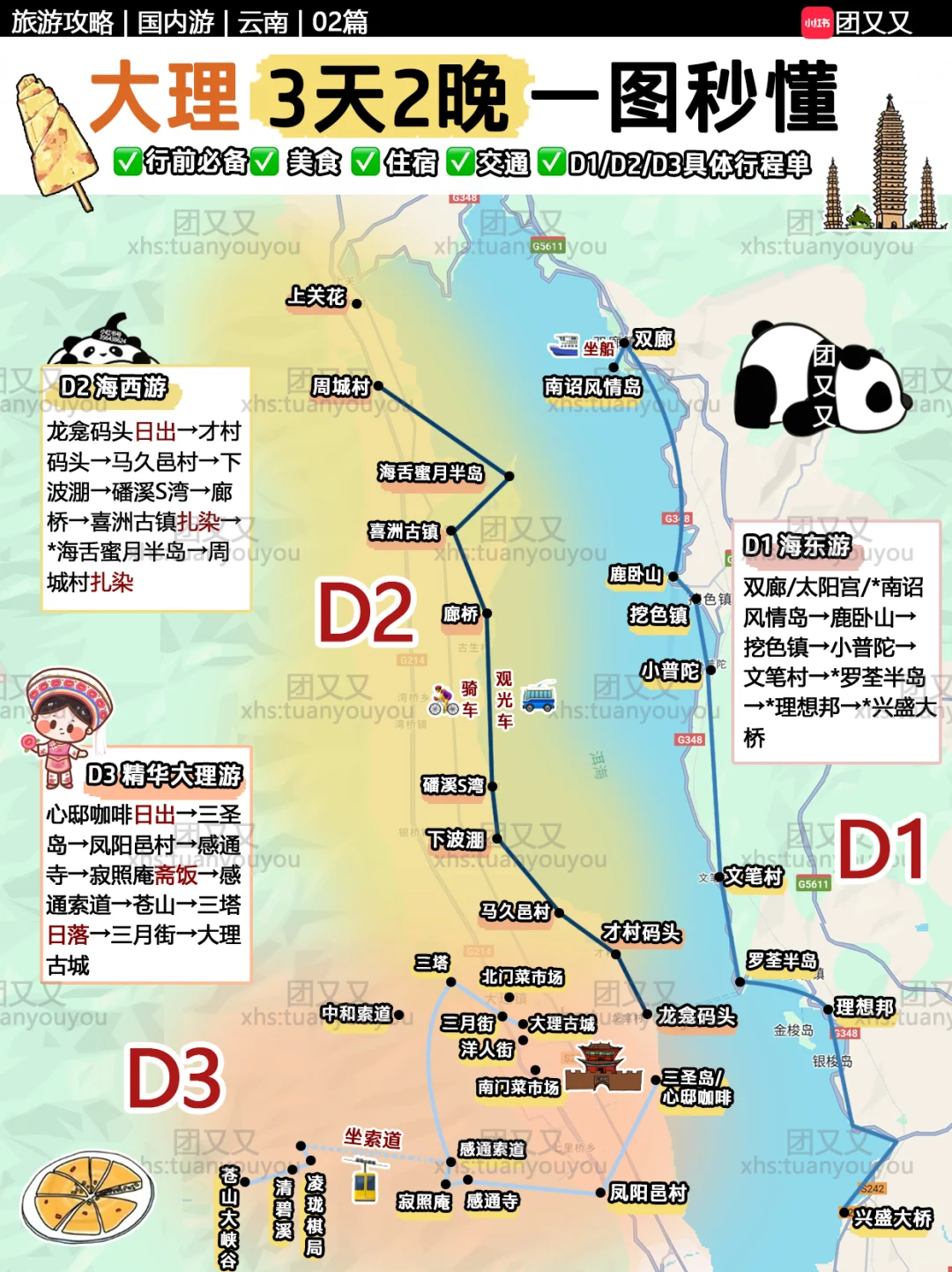 大理旅游‼️超全走心3天2晚攻略拿走（附路线