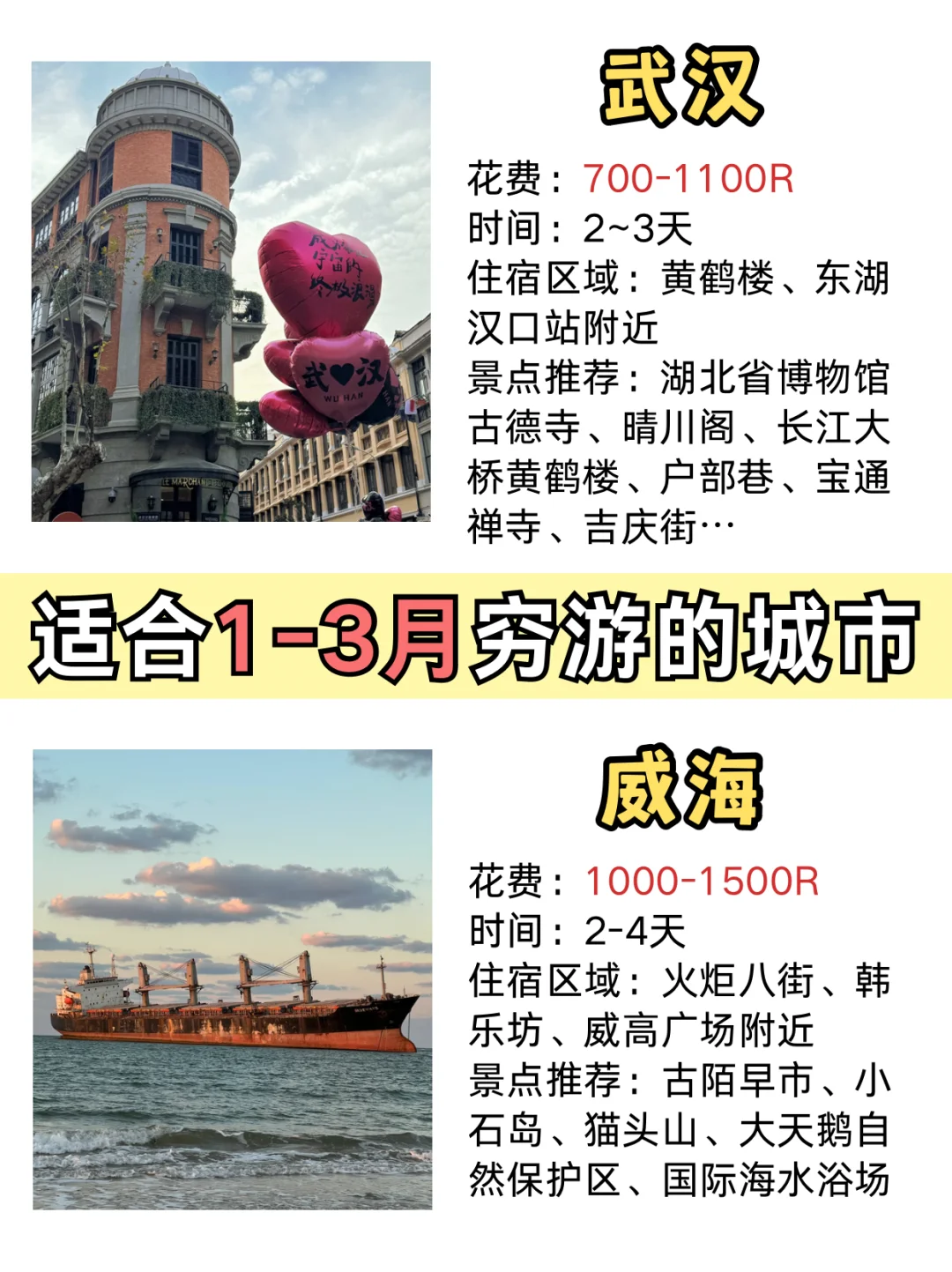 适合1-3月穷游的地方请看这篇🙋超全附攻略