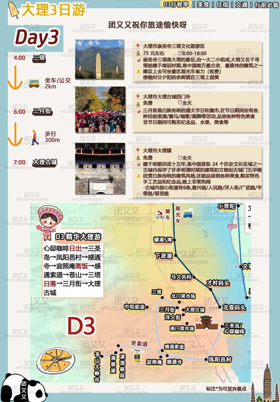 大理旅游‼️超全走心3天2晚攻略拿走（附路线