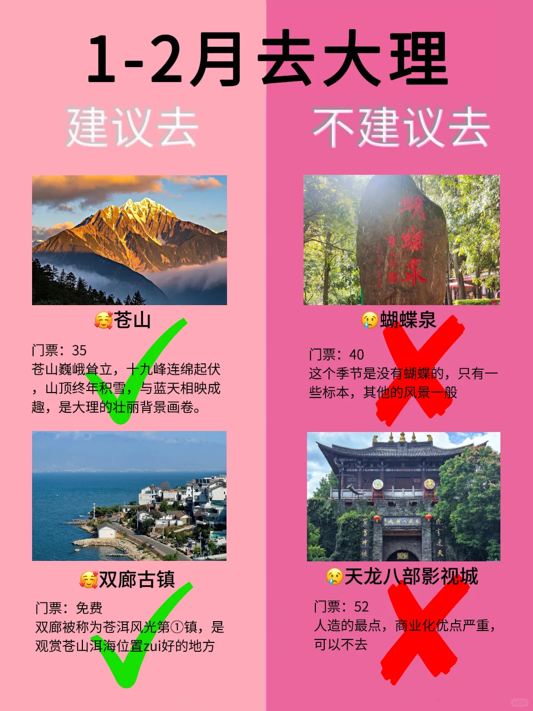 1-2月大理最新攻略，建议去🆚不建议去