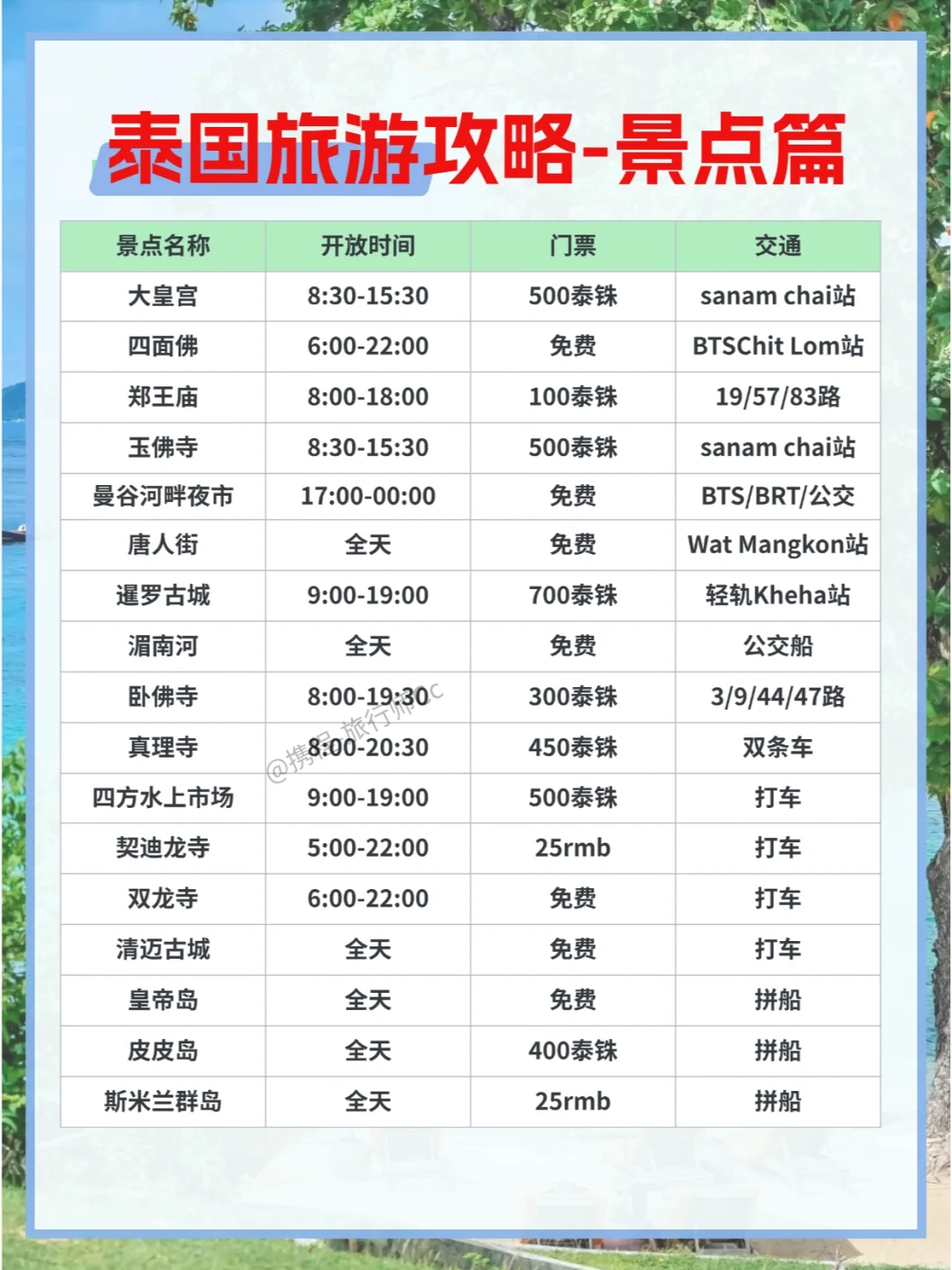 去了泰国7次整理的攻略！一定要看~