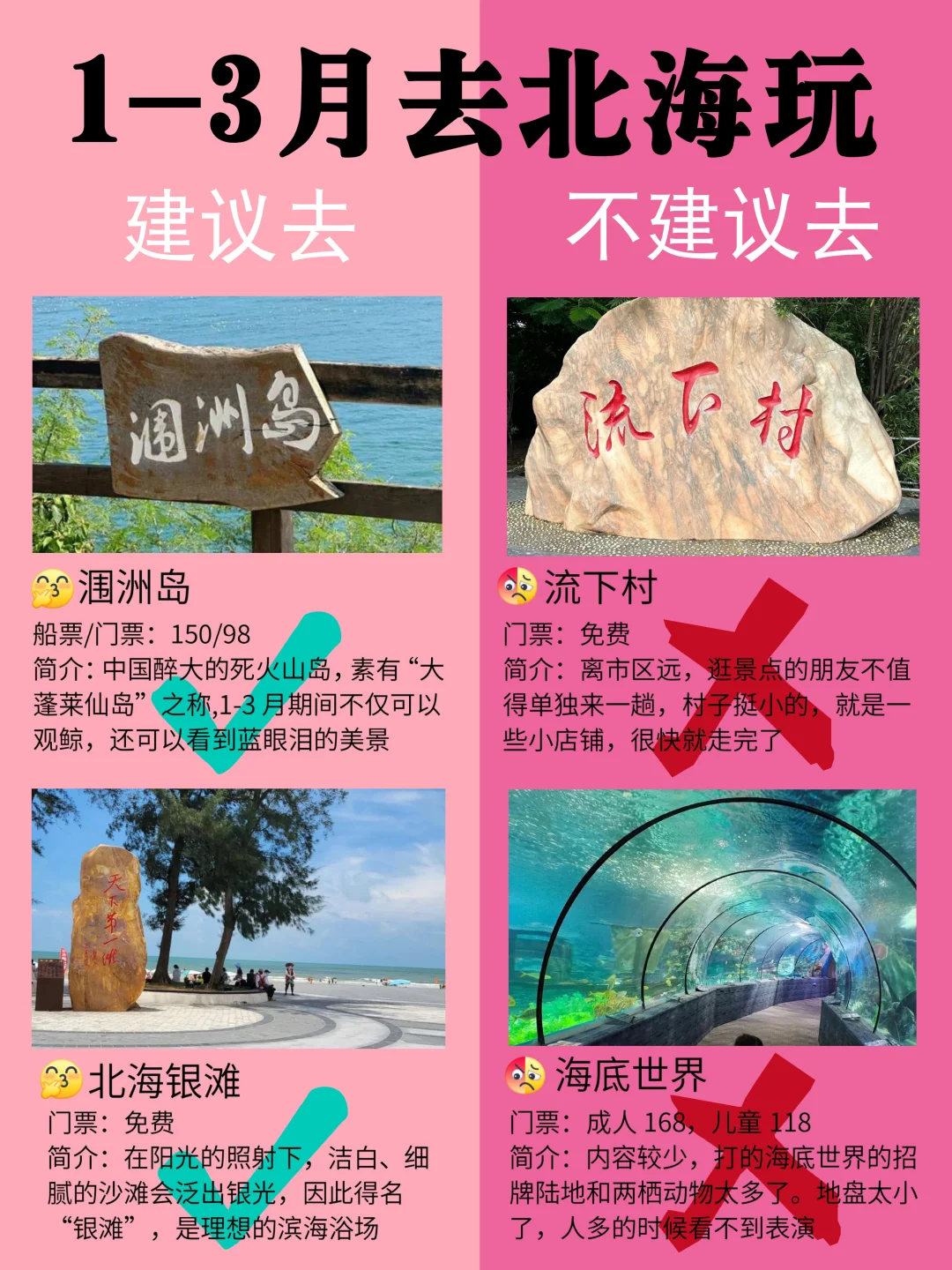 北海1-3月景点黑红榜📍建议去🆚不建议去