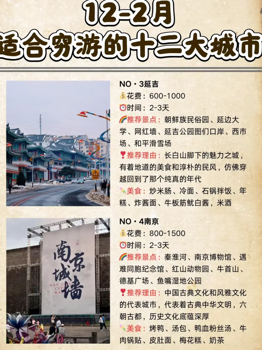 适合12月份到2月份穷游的城市旅游攻略来啦