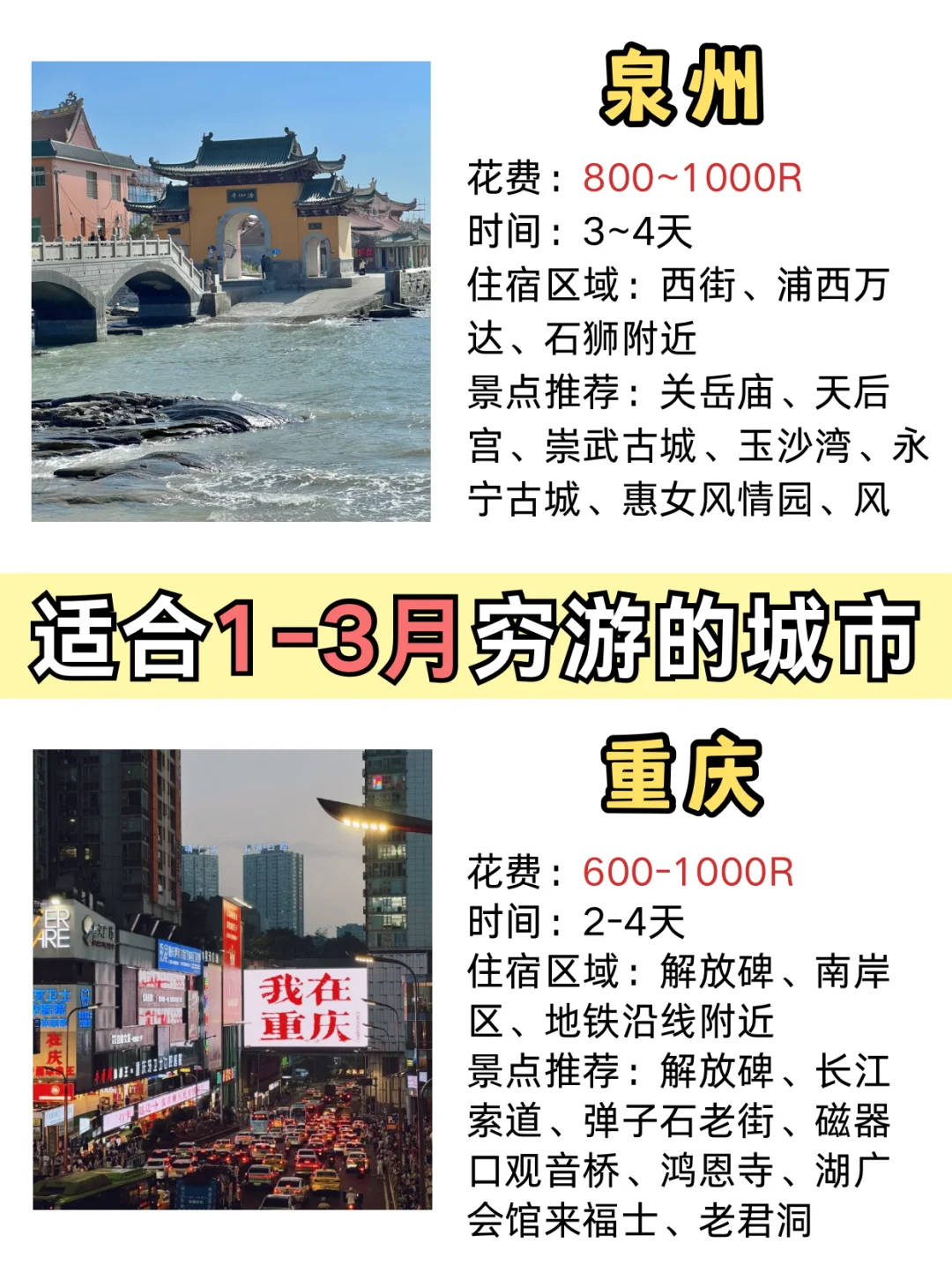 适合1-3月穷游的地方请看这篇🙋超全附攻略