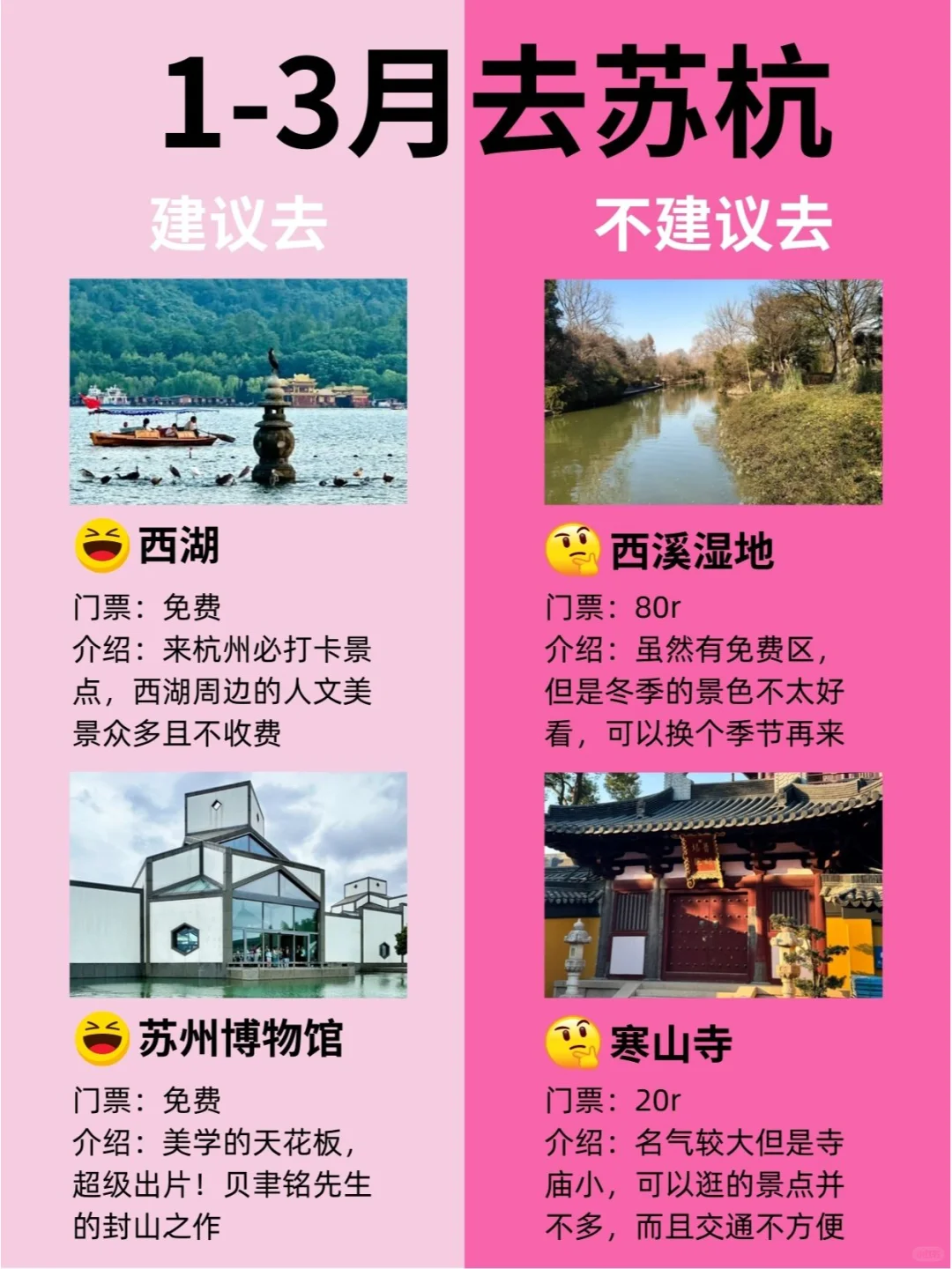 苏杭景点红黑榜📍建议去🆚不建议去