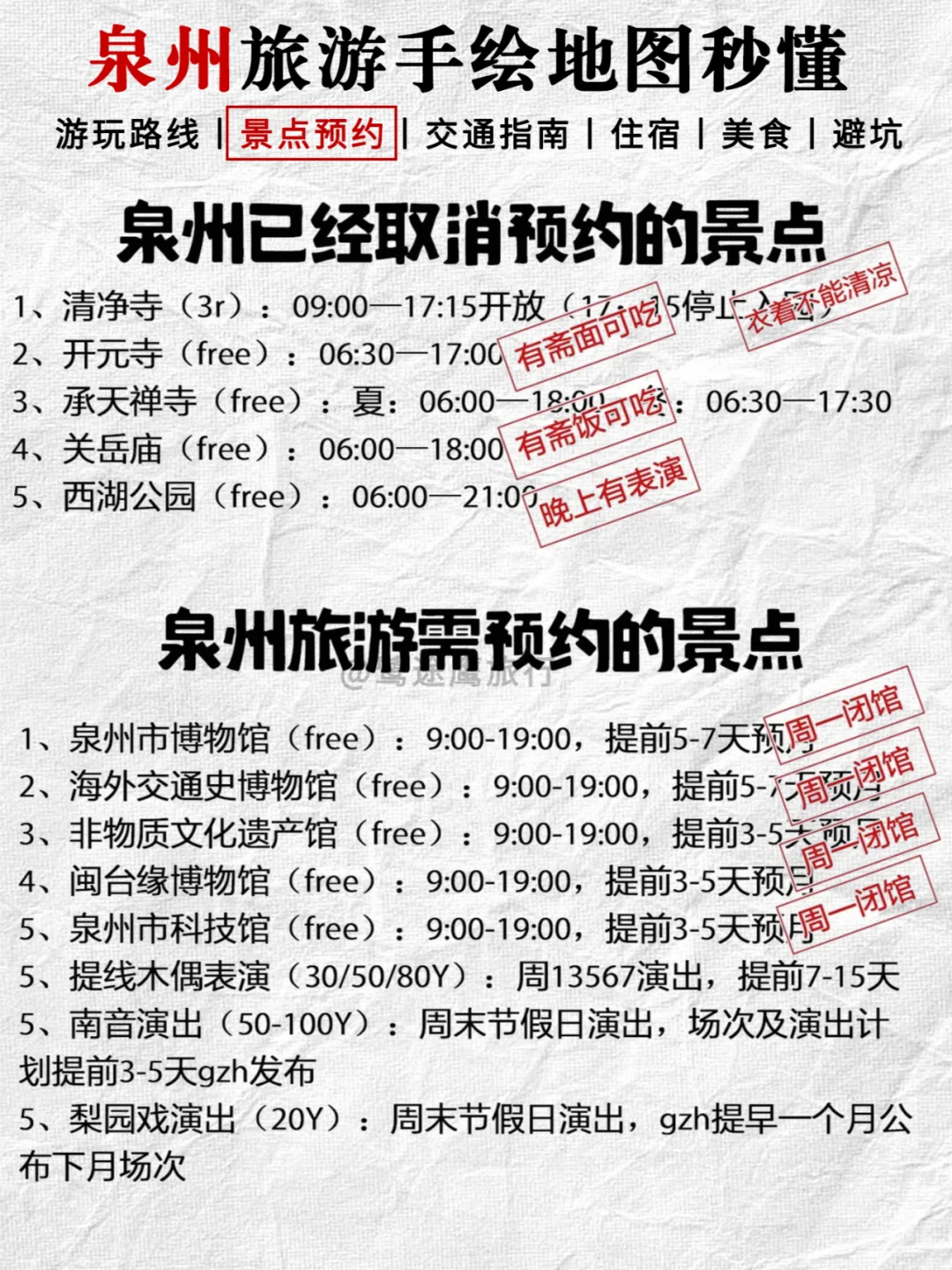 泉州旅游攻略丨本地人手绘版地图（附攻略）