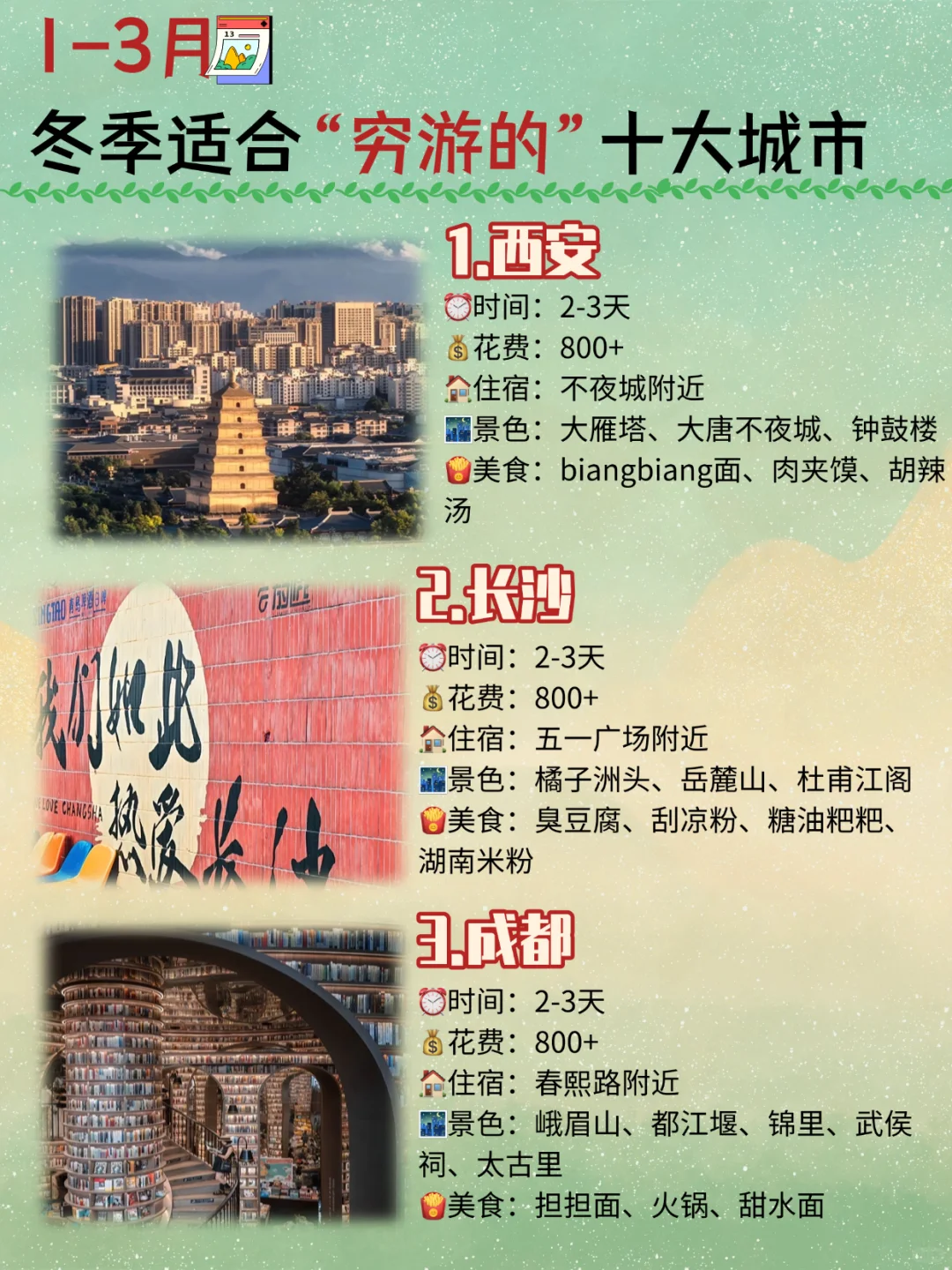 1-3月穷游去哪玩儿❓我整理了1️⃣0️⃣个城市