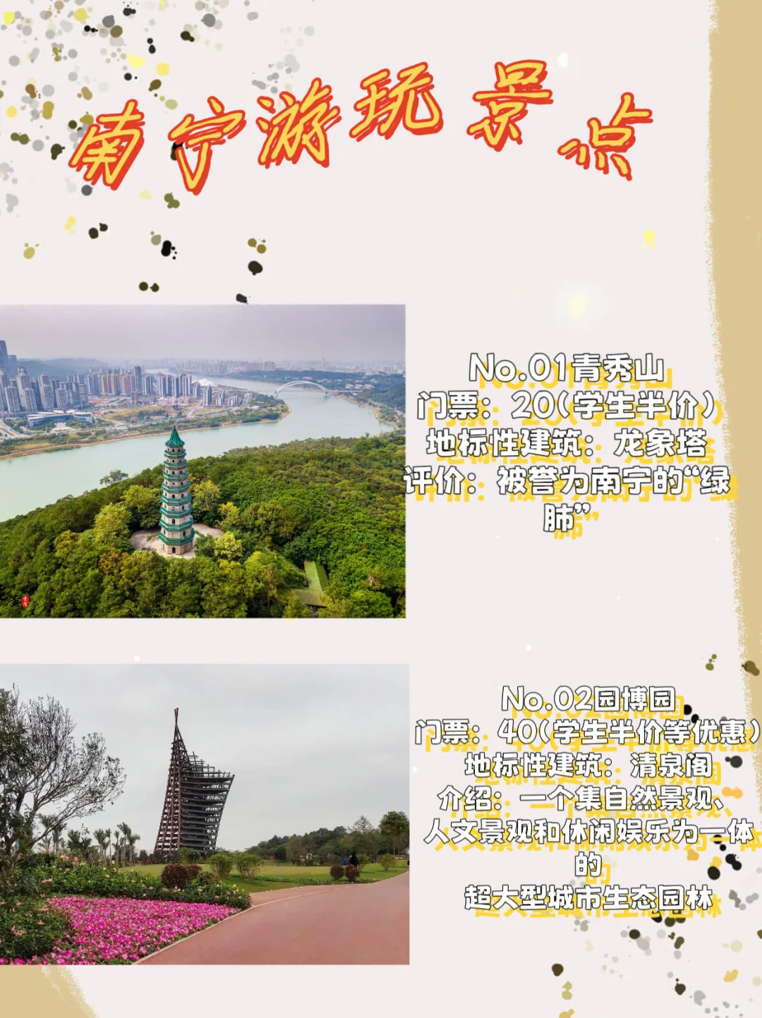 来南宁最值得去的几个景点，各位去过几个？