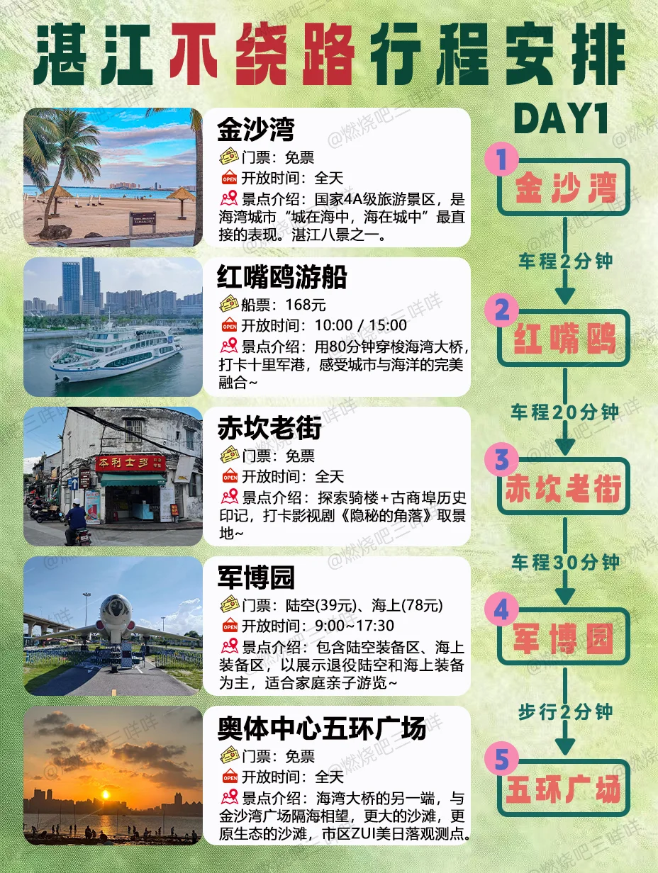 湛江！三天两夜不绕路旅游攻略已完善！干货！